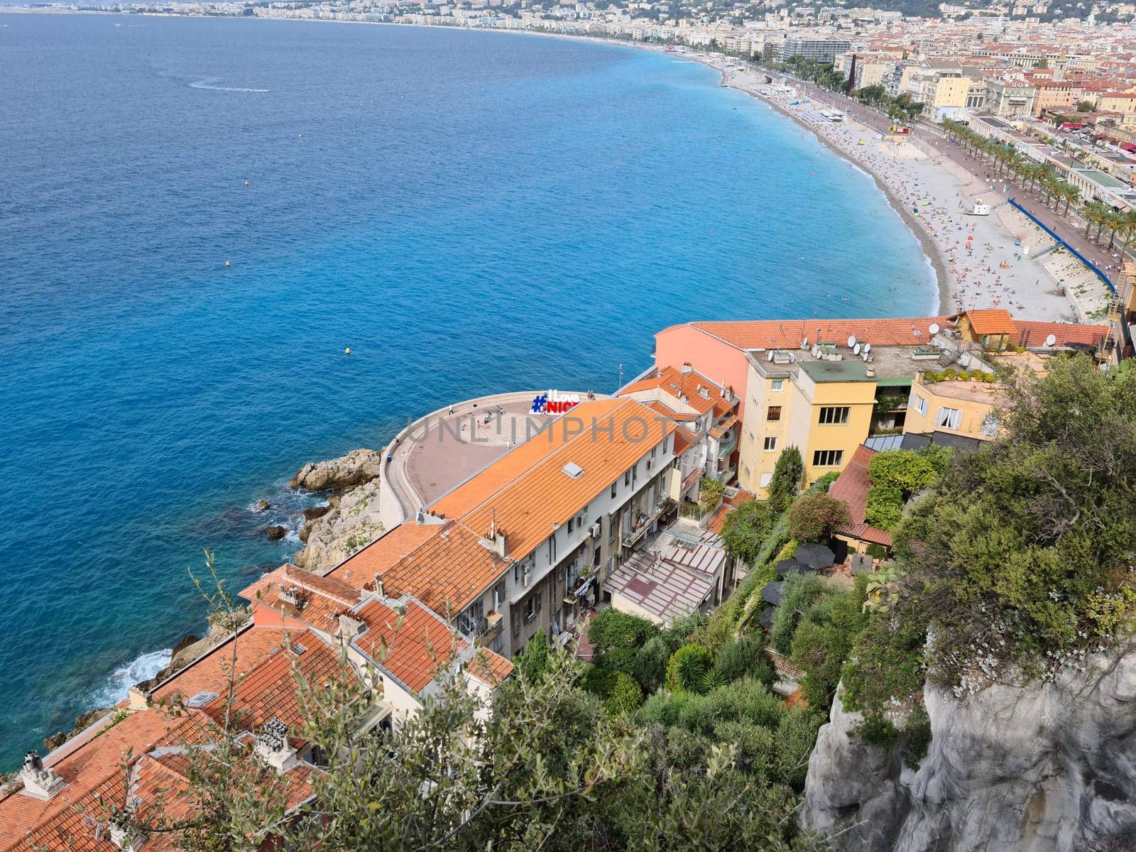 Nice, France - August 18, 2020: Beautiful Aerial View Of Nice Seaside, Mediterranean Sea And Promenade Des Anglais On The French Riviera, France, Europe