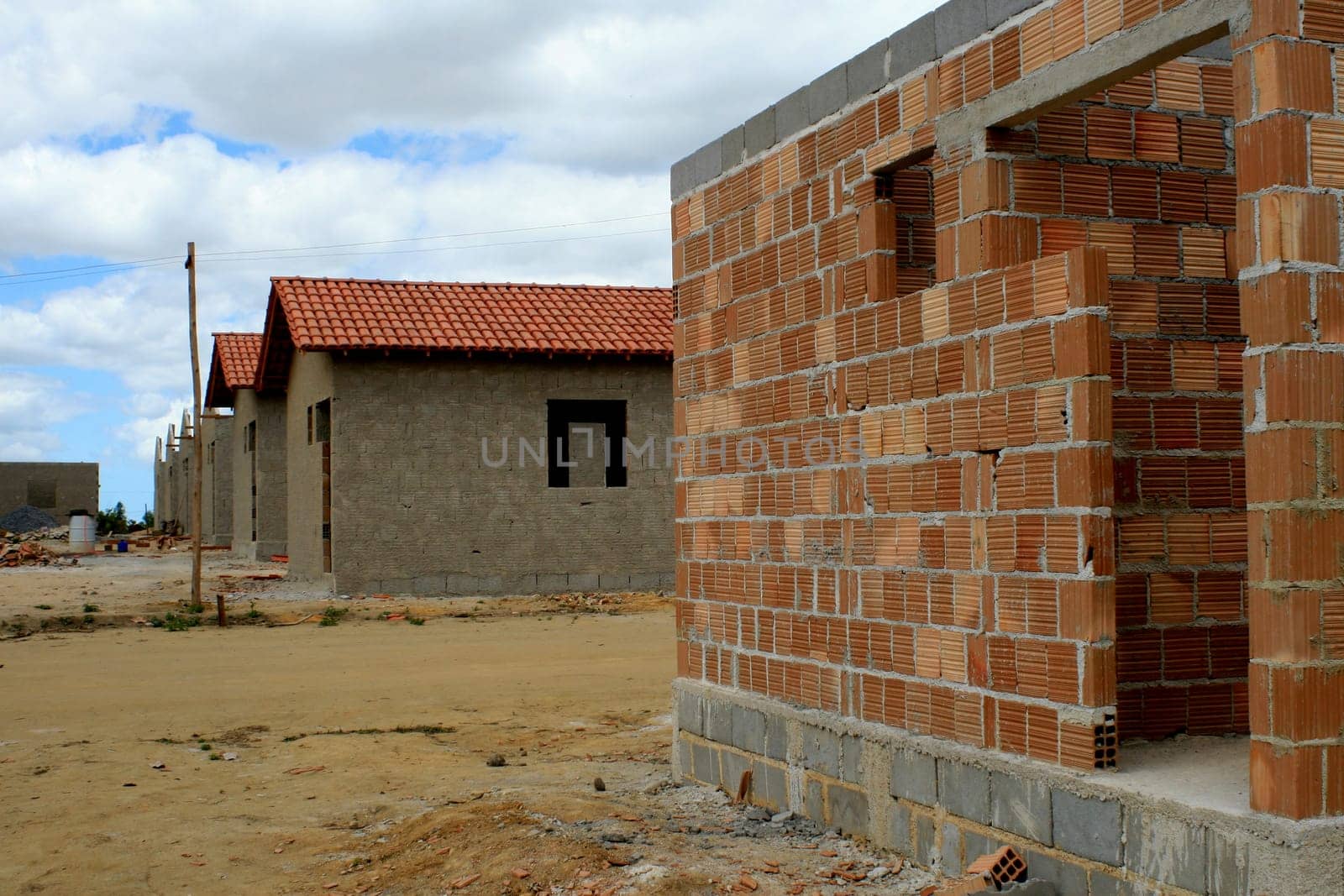 itamaraju, bahia / brazil - september 4, 2008: construction of houses of the brazilian popular happiness program in the city of Itamaraju, in the south of Bahia.