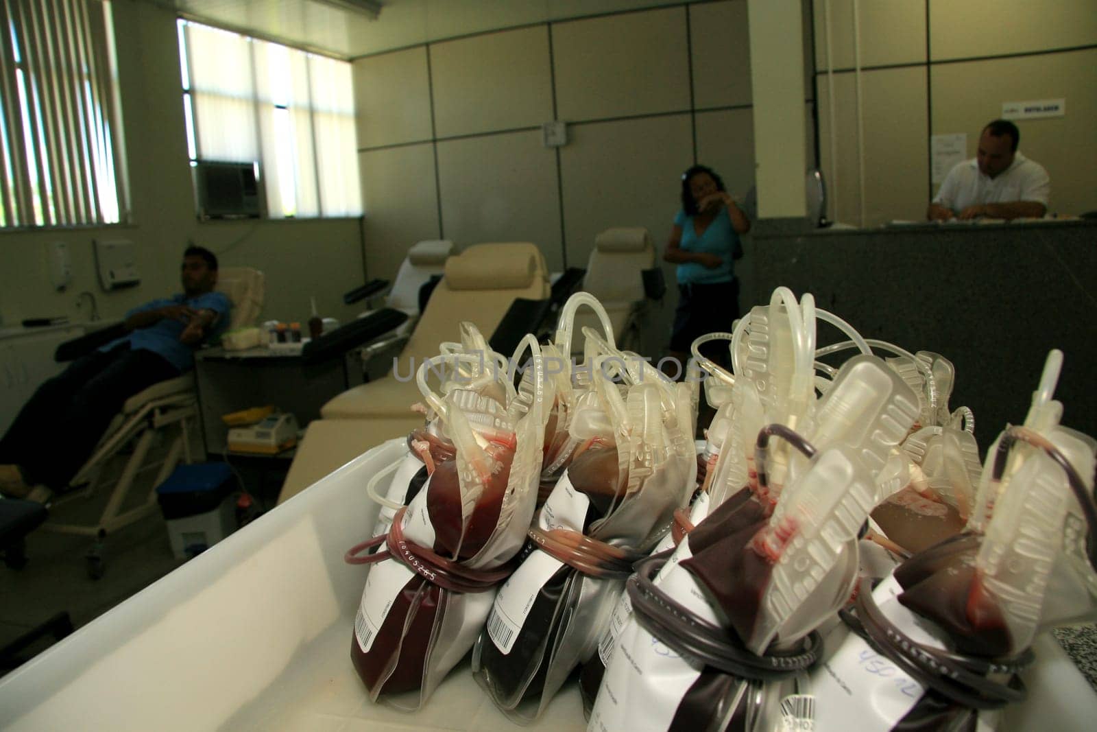 salvador, bahia / brazil - february 10, 2009: Donated blood bag in blood center in Eunapolis city. The blood is distributed to public hospitals in Bahia.