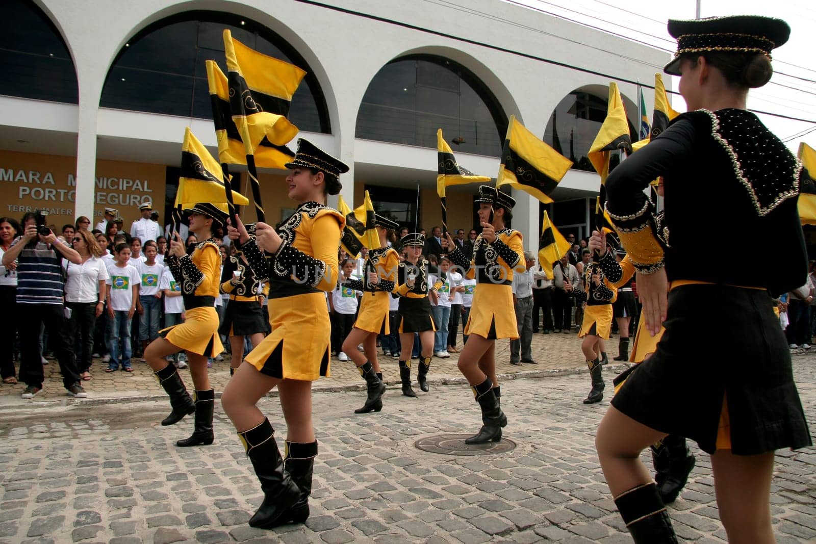 porto seguro, bahia / brazil - april 22, 2009: Members of the Fanfarra group are seen during the Civic-Military parade on the date of the discovery of Brazil.