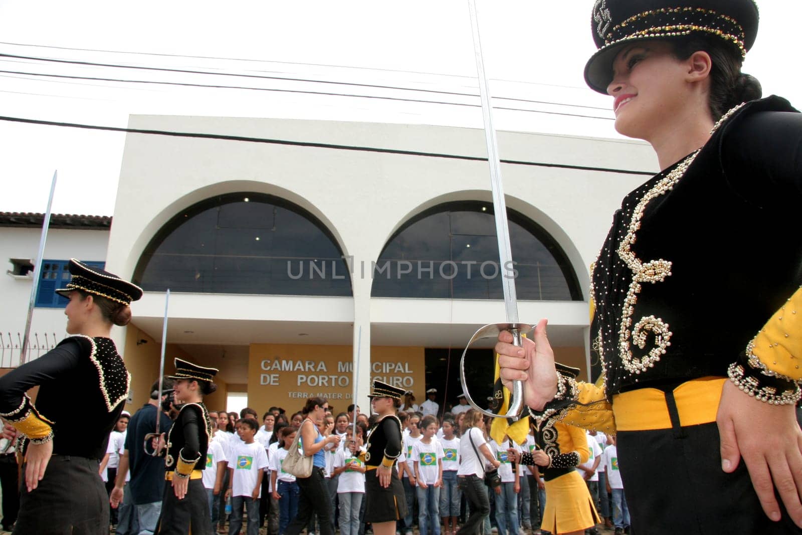 porto seguro, bahia / brazil - april 22, 2009: Members of the Fanfarra group are seen during the Civic-Military parade on the date of the discovery of Brazil.