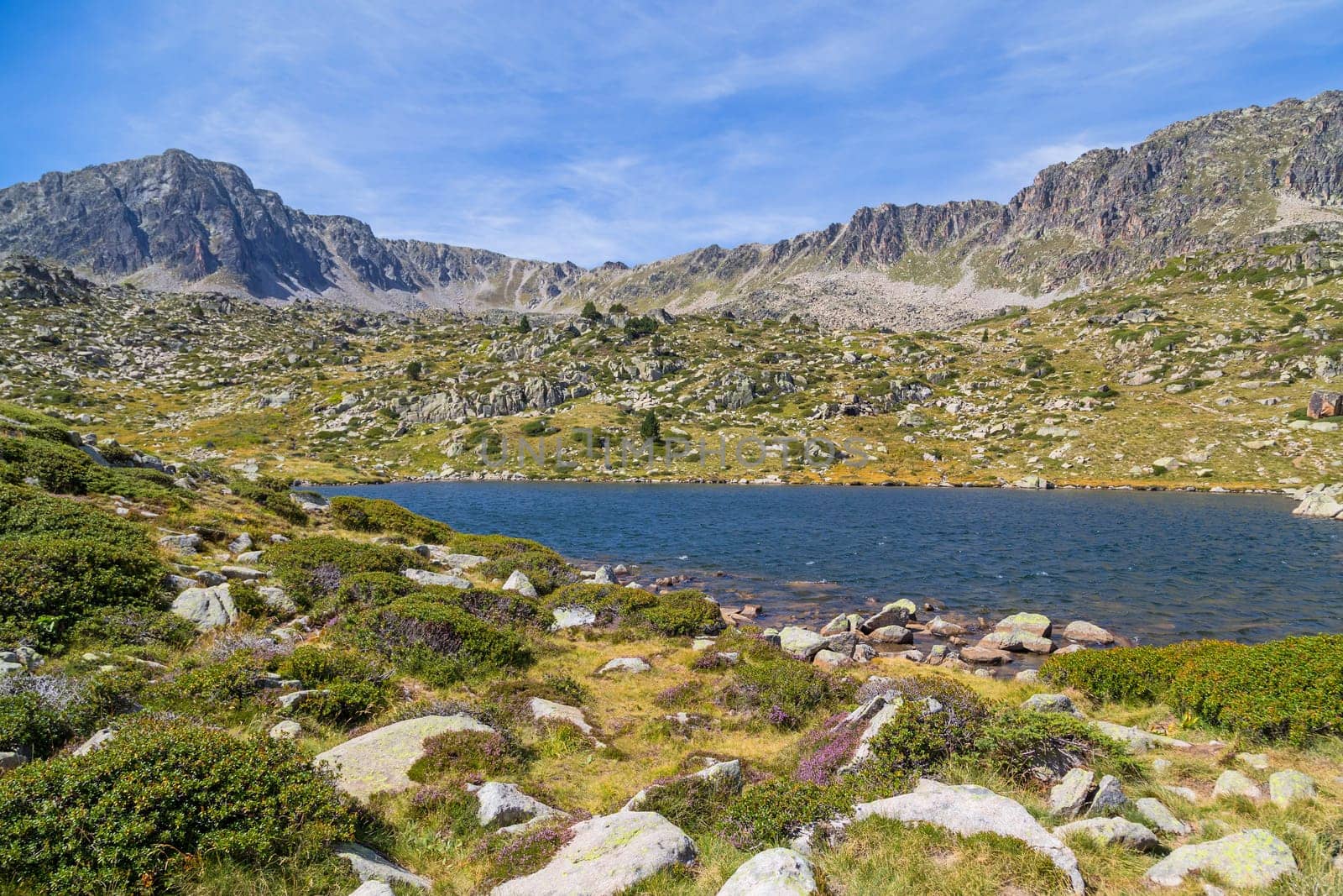 Estany Primer lake in Andorra, Pyrenees Mountains