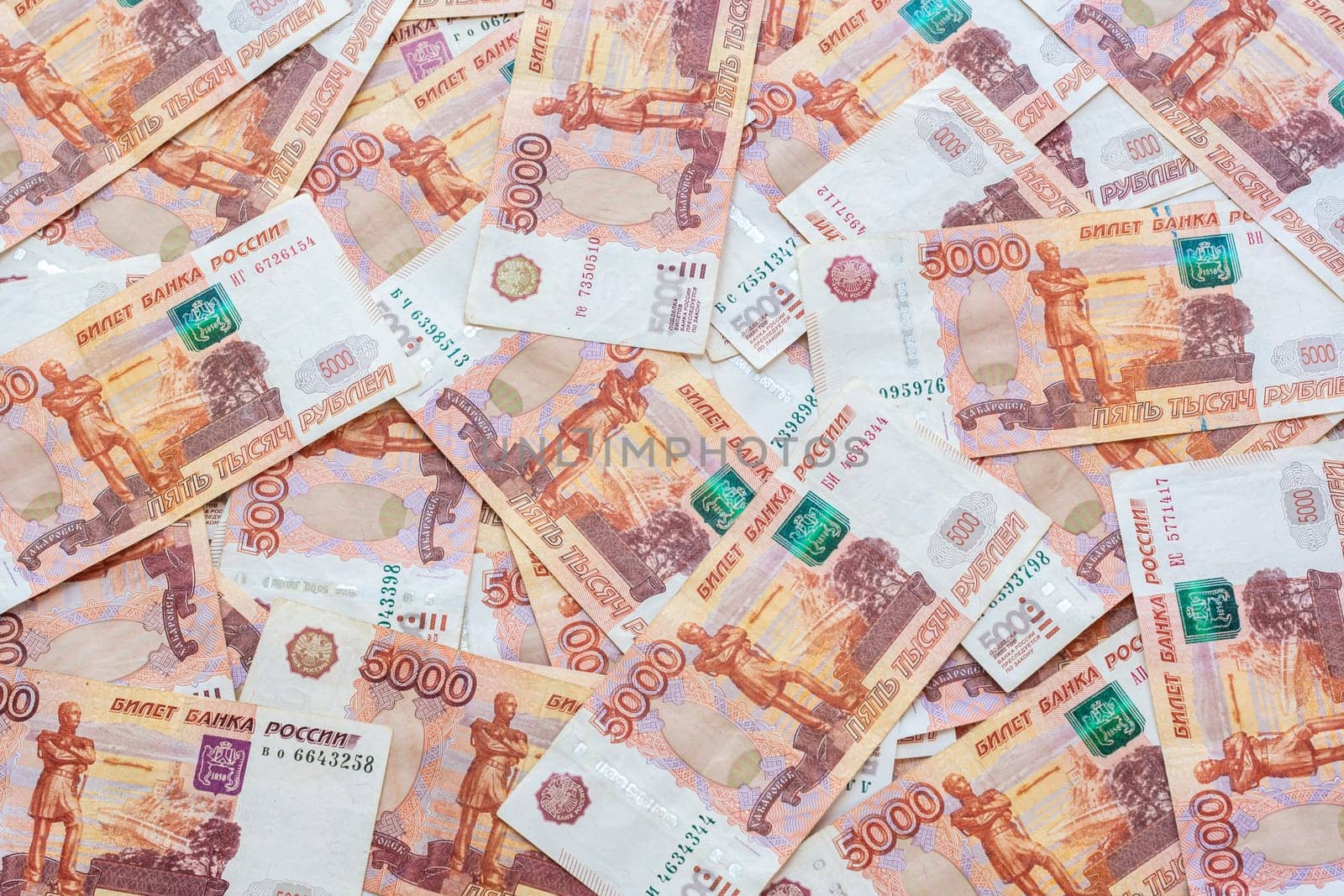 Background from five thousandth Russian paper notes