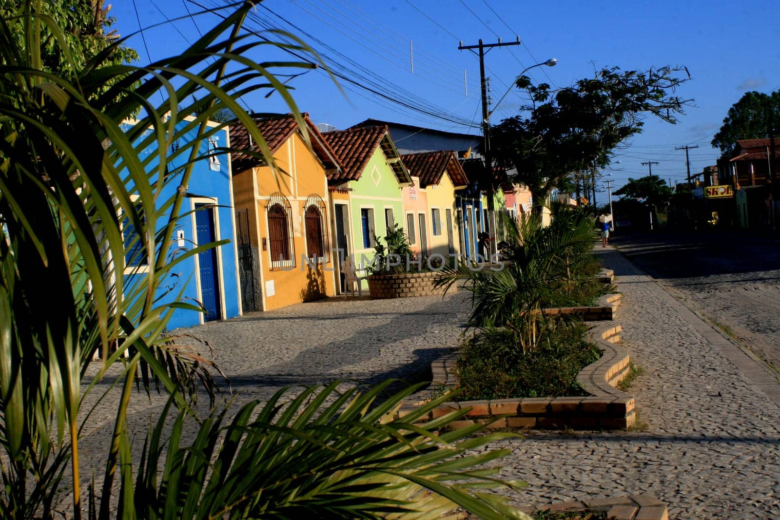prado, bahia / brazil - september 13, 2008: colorful houses are seen on the street in the city of Prado, in southern Bahia.