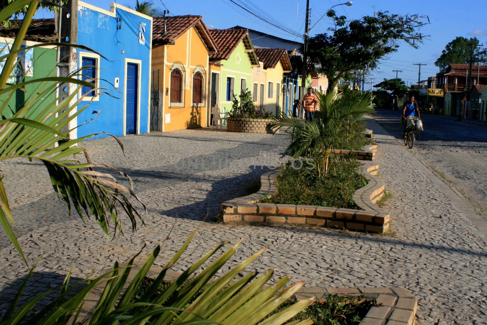 prado, bahia / brazil - september 13, 2008: colorful houses are seen on the street in the city of Prado, in southern Bahia.
