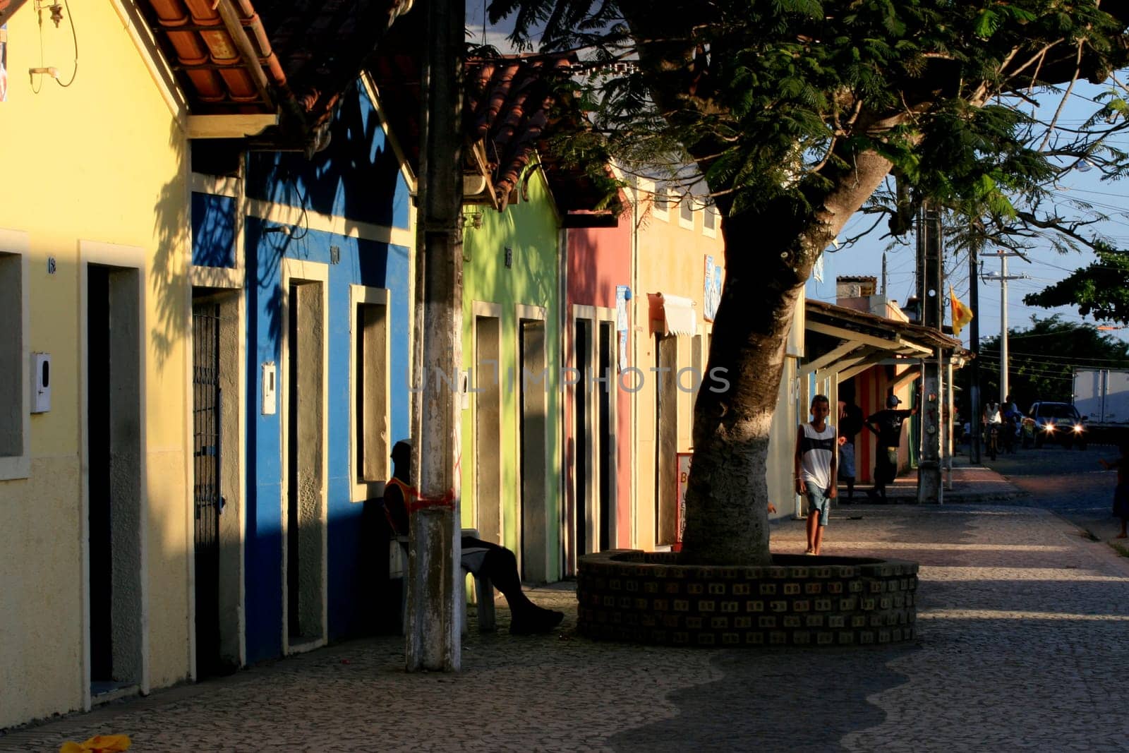 prado, bahia / brazil - september 13, 2008: colorful houses are seen on the street in the city of Prado, in southern Bahia.