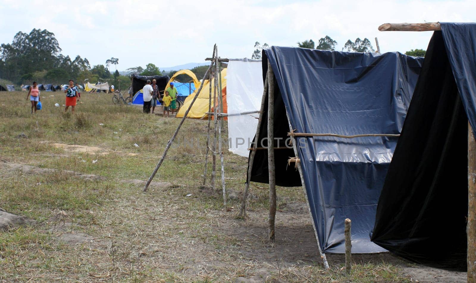 eunapolis, bahia / brazil - april 8, 2009: members of the Movimento Sente Terra - MST - are seen during the occupation of a farm invaded in the rural area of the municipality of Eunapolis....