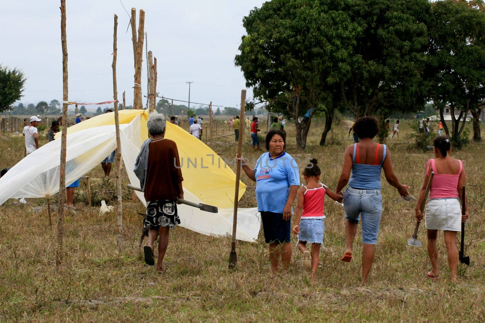 eunapolis, bahia / brazil - april 8, 2009: members of the Movimento Sente Terra - MST - are seen during the occupation of a farm invaded in the rural area of the municipality of Eunapolis....