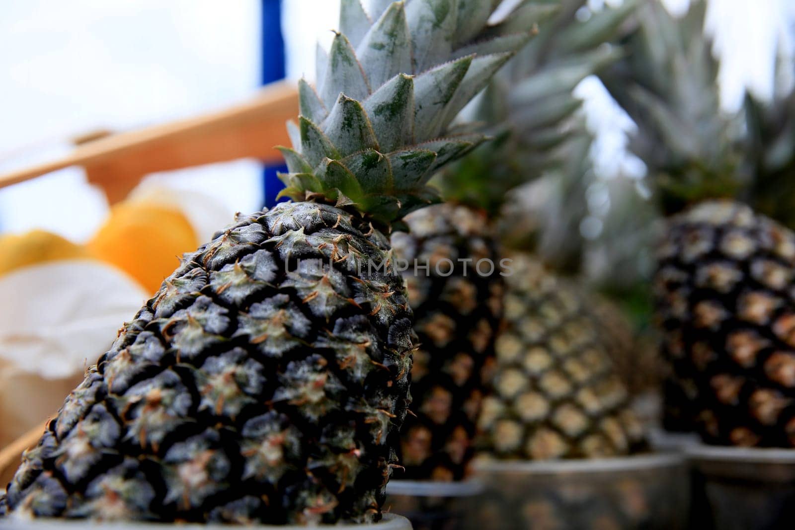 salvador, bahia / brazil - september 11, 2020: pineapple is seen for sale on the street in the city of Salvador.