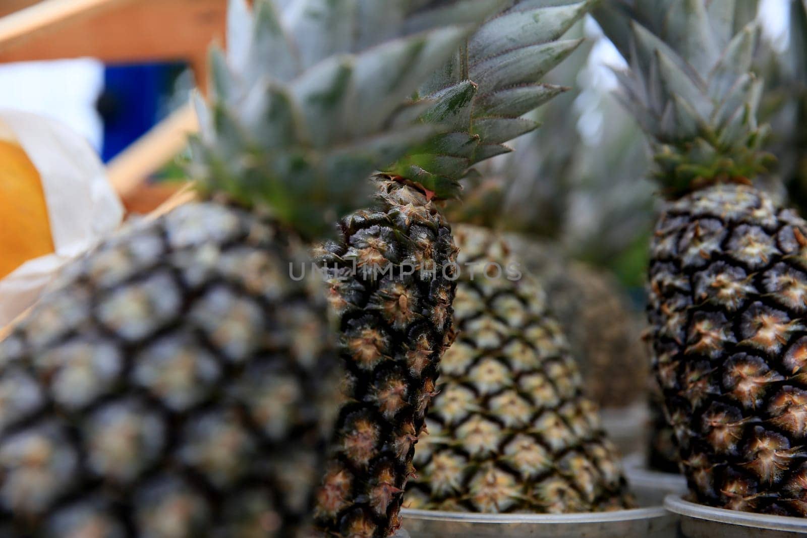 salvador, bahia / brazil - september 11, 2020: pineapple is seen for sale on the street in the city of Salvador.