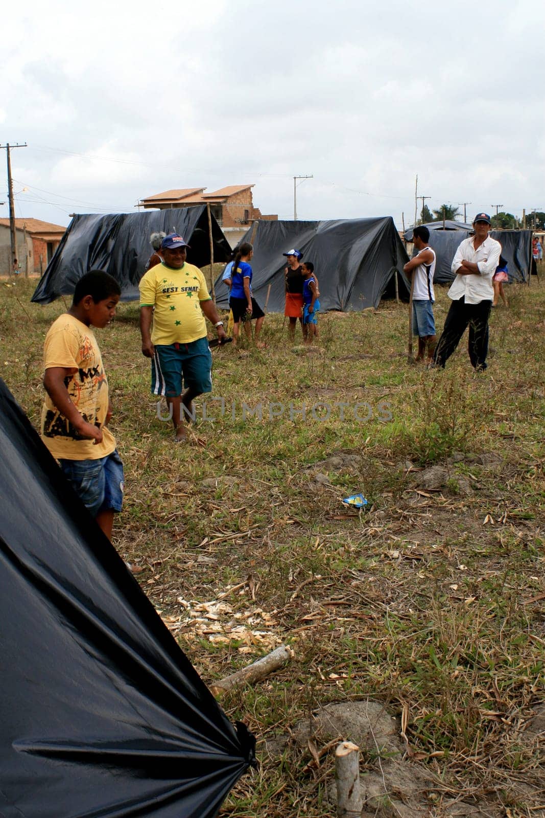 eunapolis, bahia / brazil - april 8, 2009: members of the Movimento Sente Terra - MST - are seen during the occupation of a farm invaded in the rural area of the municipality of Eunapolis....
