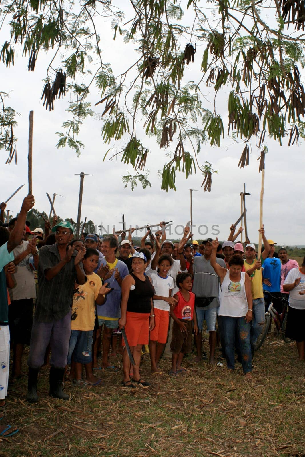 eunapolis, bahia / brazil - april 8, 2009: members of the Movimento Sente Terra - MST - are seen during the occupation of a farm invaded in the rural area of the municipality of Eunapolis....