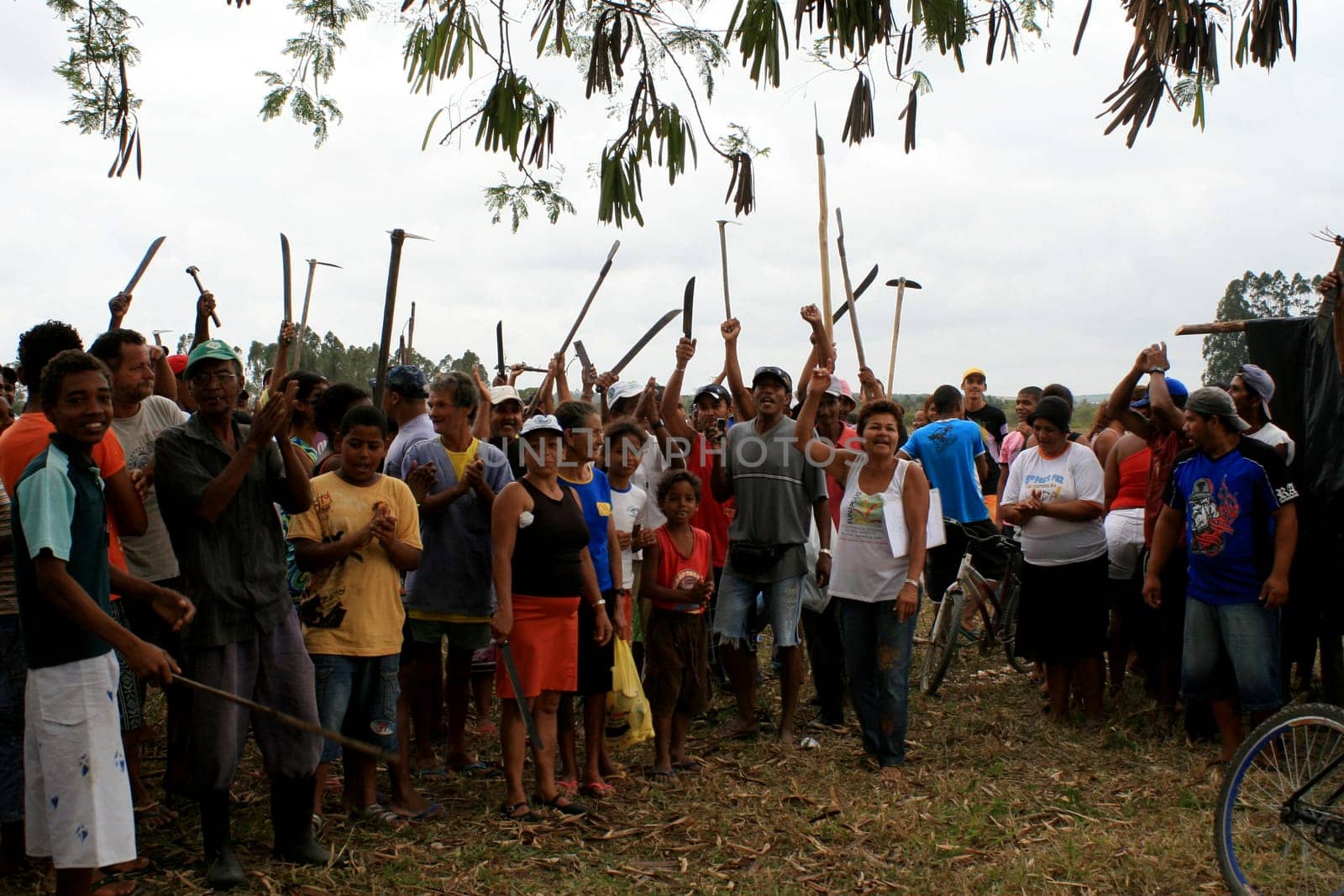 eunapolis, bahia / brazil - april 8, 2009: members of the Movimento Sente Terra - MST - are seen during the occupation of a farm invaded in the rural area of the municipality of Eunapolis....