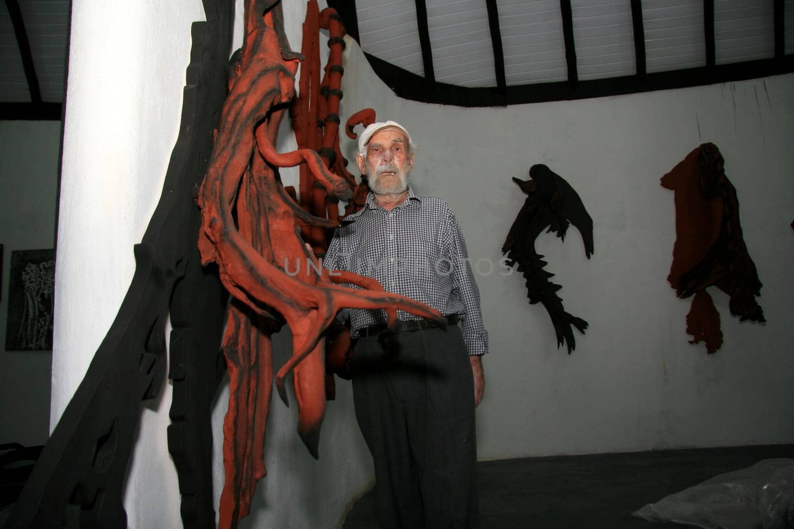 nova vicosa, bahia / brazil - october 27, 2008: Frans Krajcberg, artist and environmentalist, is seen at Sitio Natura in the city of Nova Vicosa, in southern Bahia.