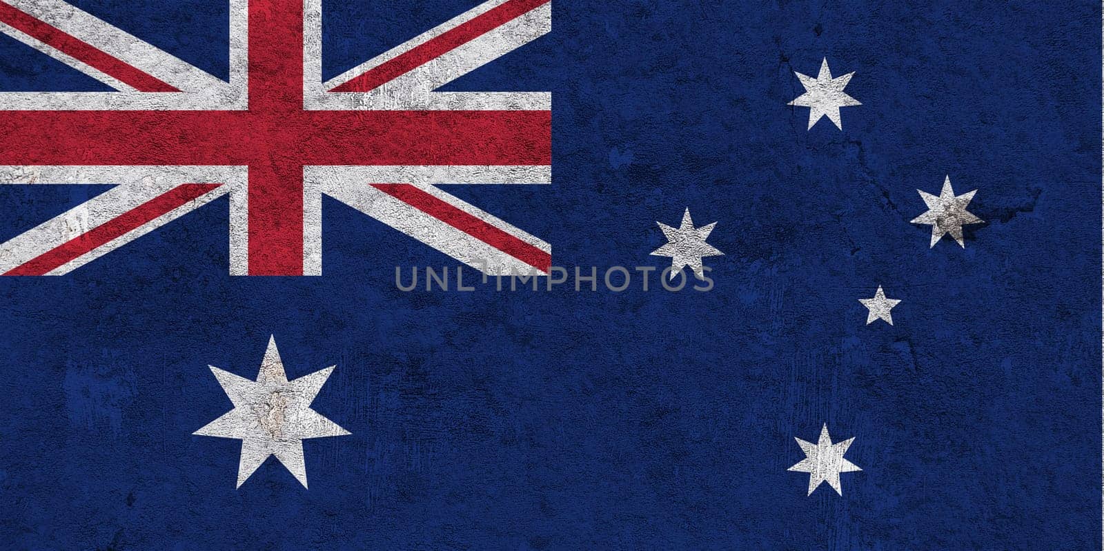 Flag of Australia on weathered concrete