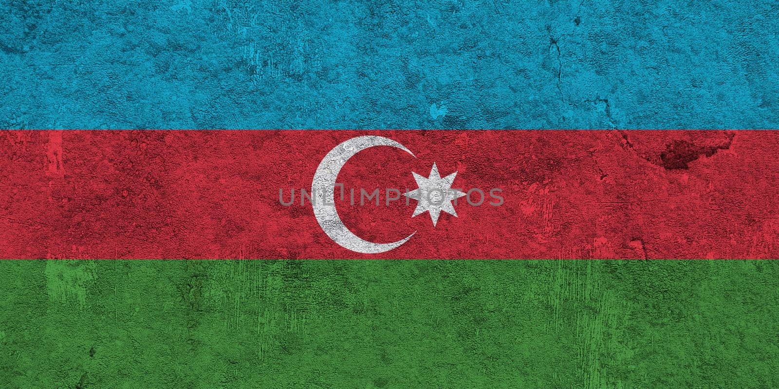 Flag of Azerbaijan on weathered concrete