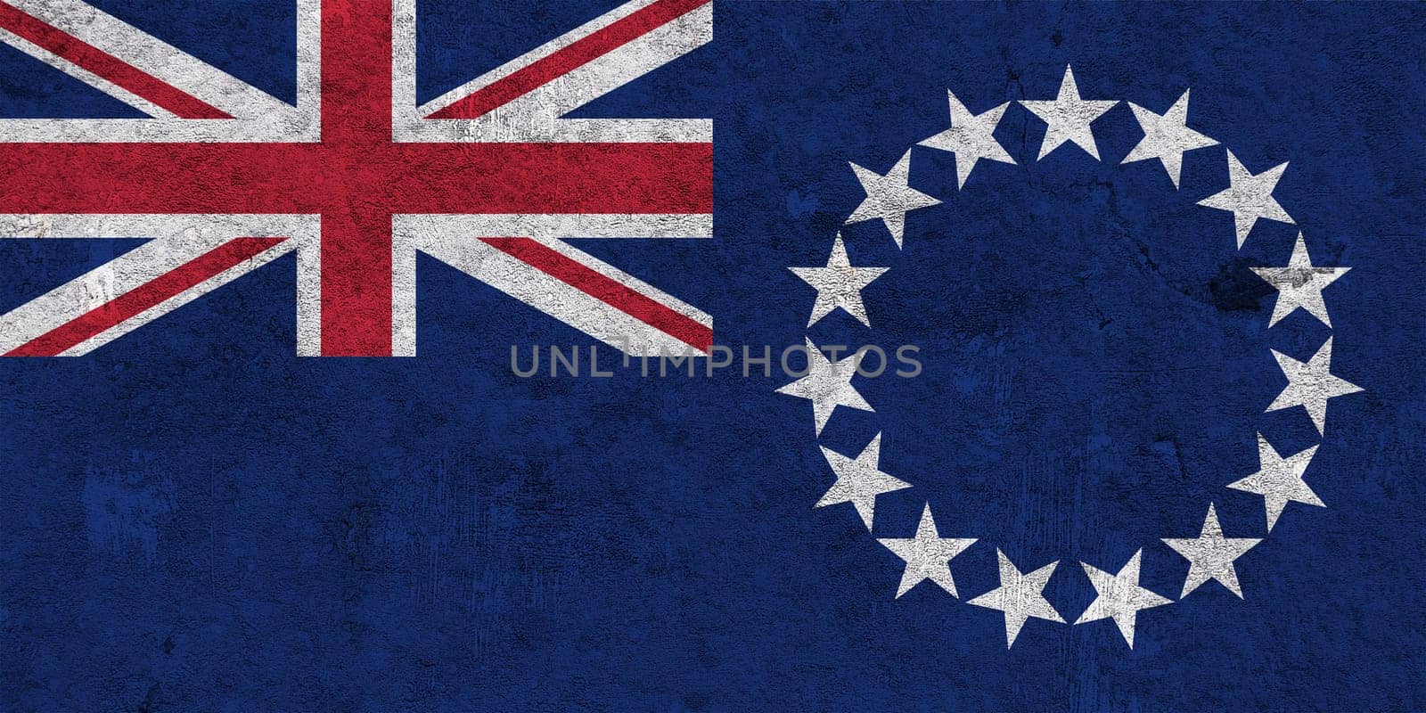 Flag of Cook Islands on weathered concrete