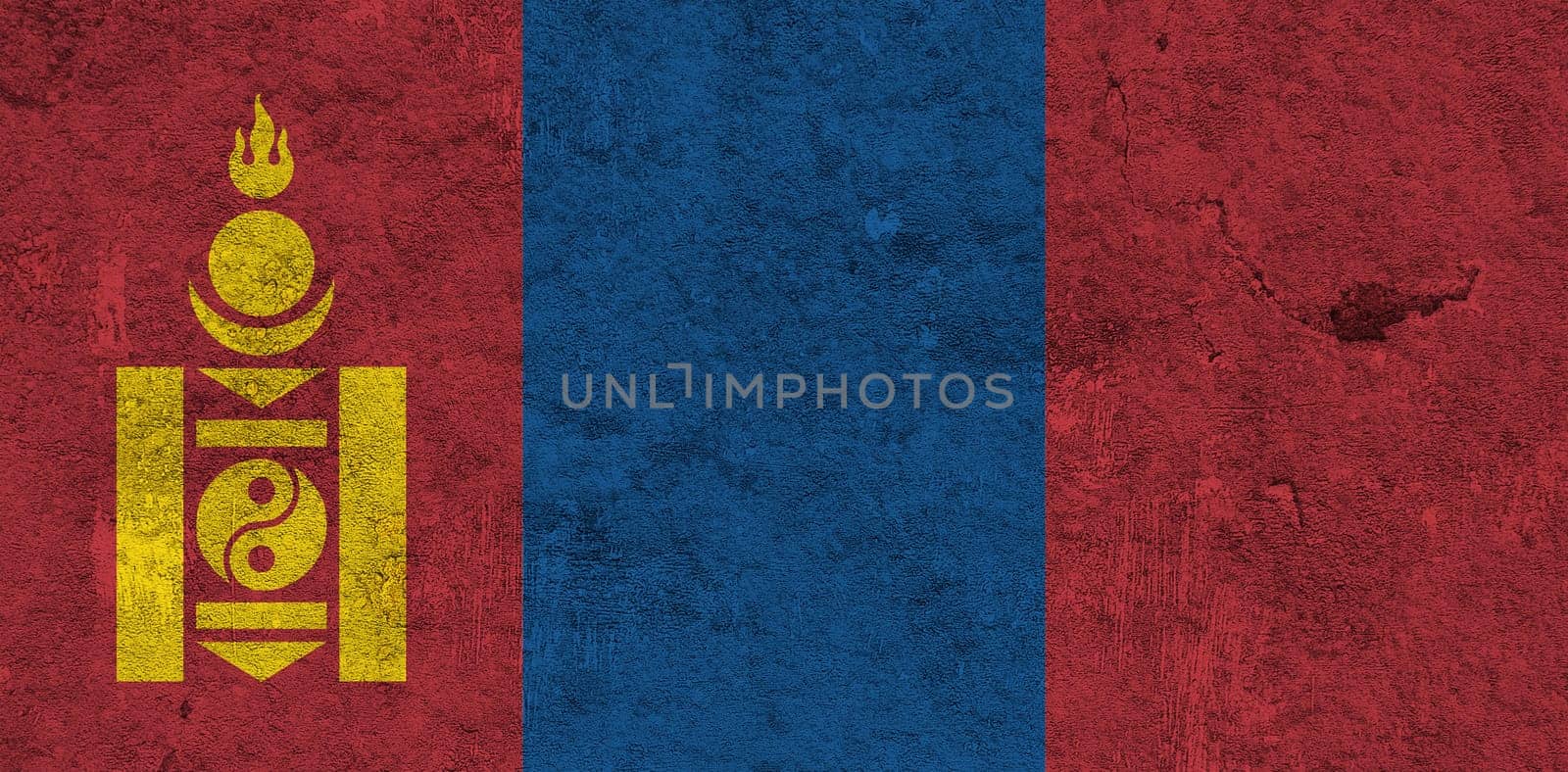 Flag of Mongolia on weathered concrete