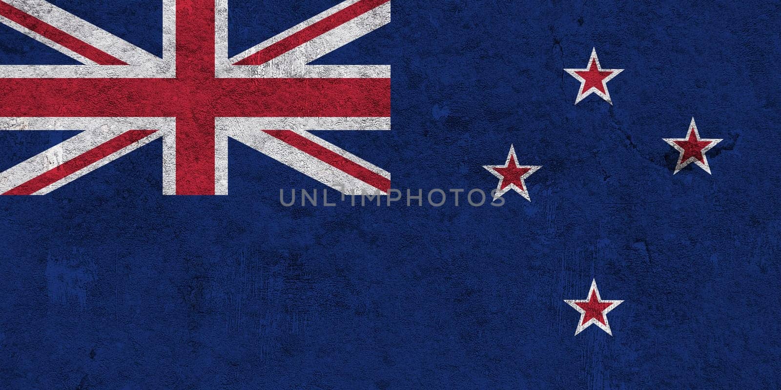 Flag of New Zealand on weathered concrete