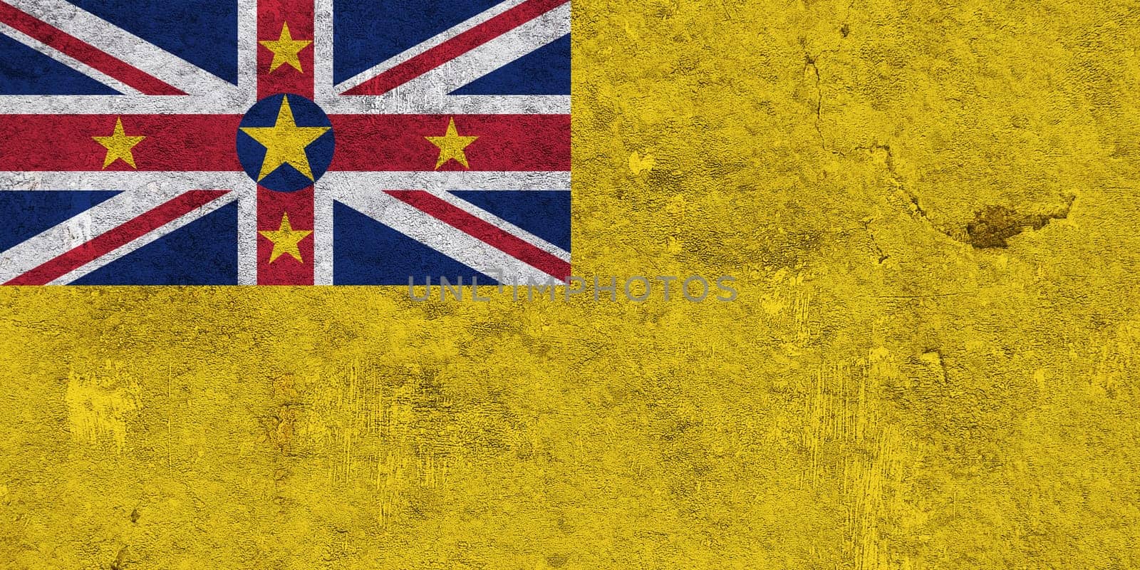 Flag of Niue on weathered concrete