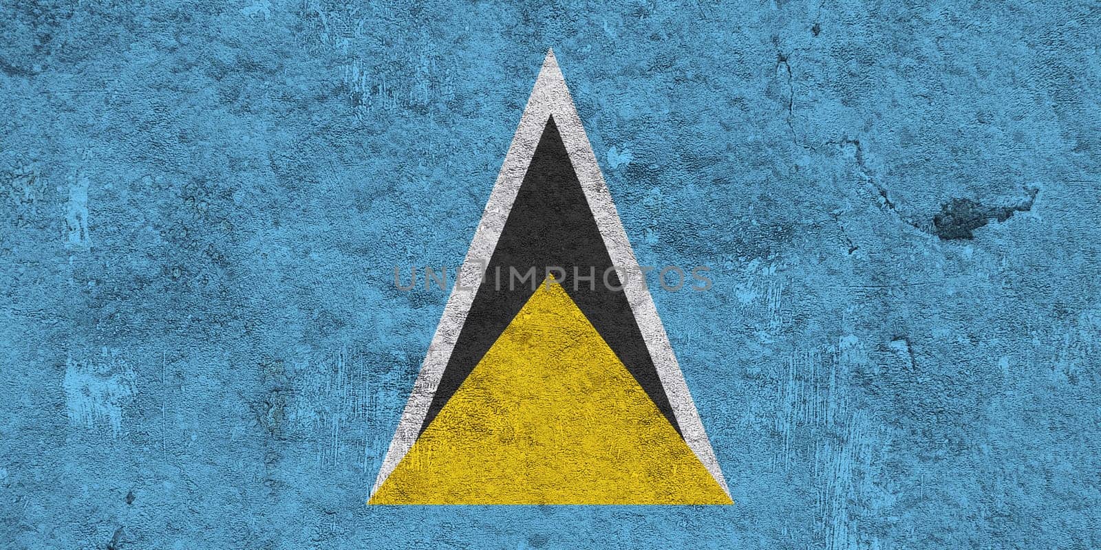 Flag of Saint Lucia on weathered concrete