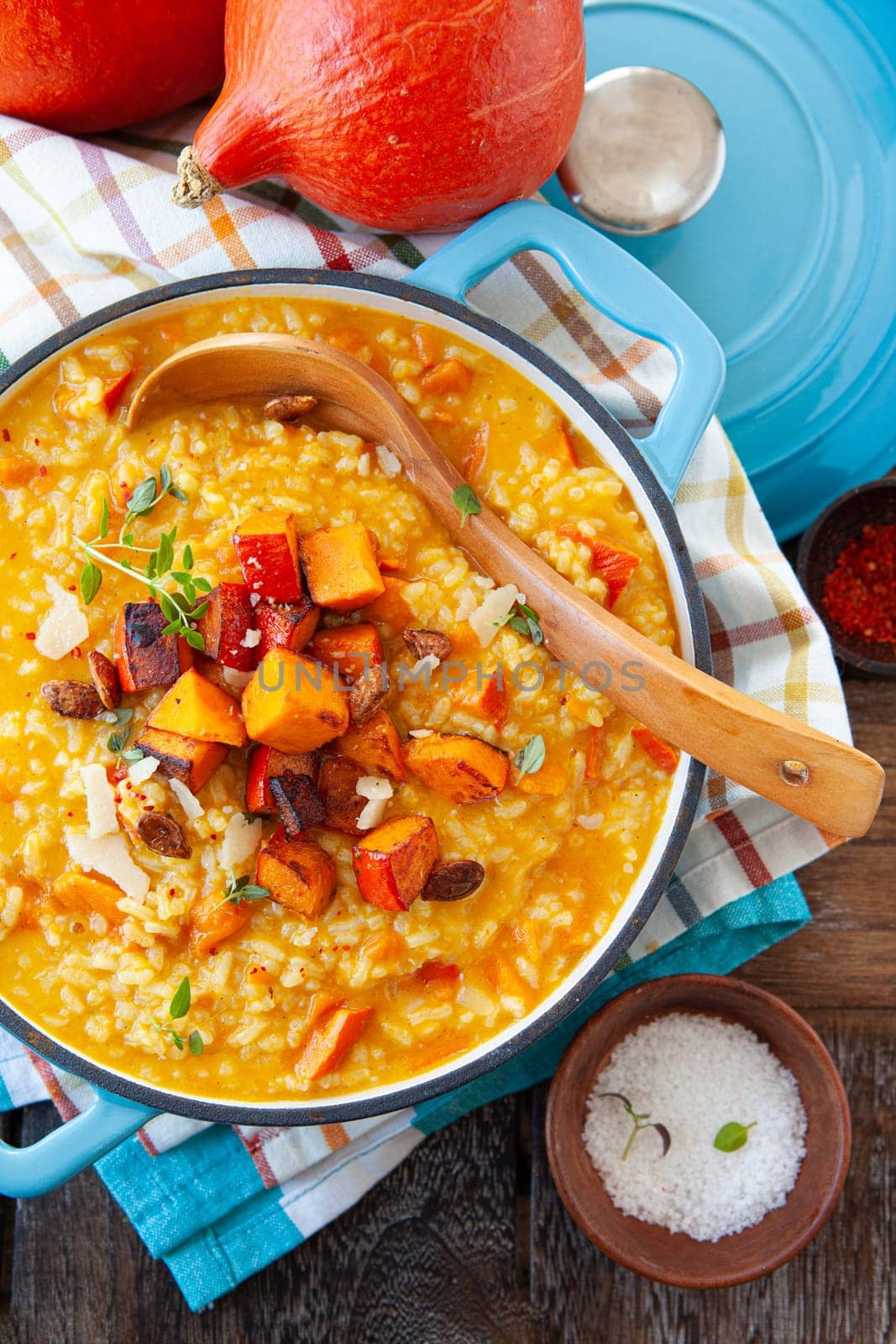 Rich creamy risotto with hokkaido pumpkin and parmesan cheese