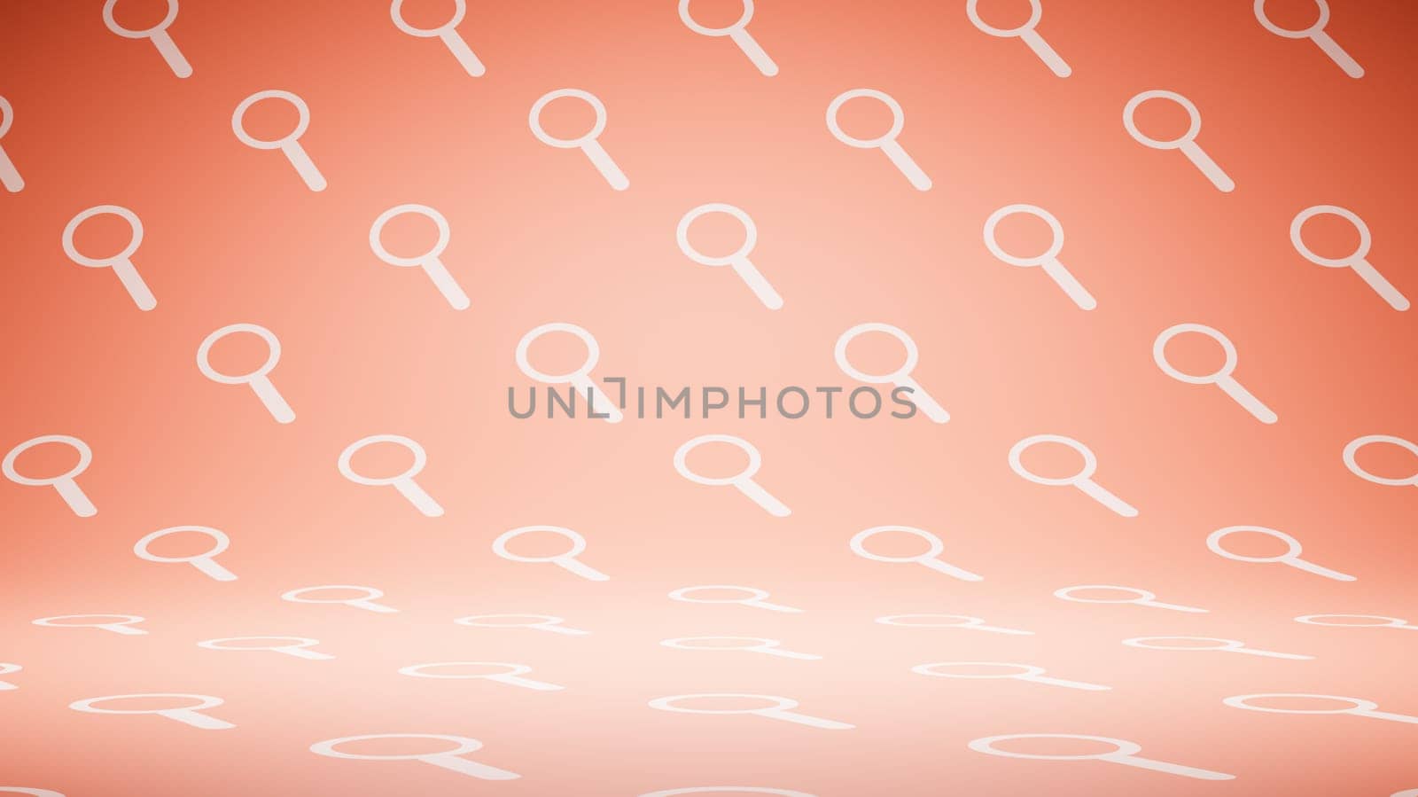 Empty Blank Red and White Magnifier Glass Symbol Pattern Studio Background 3D Render Illustration