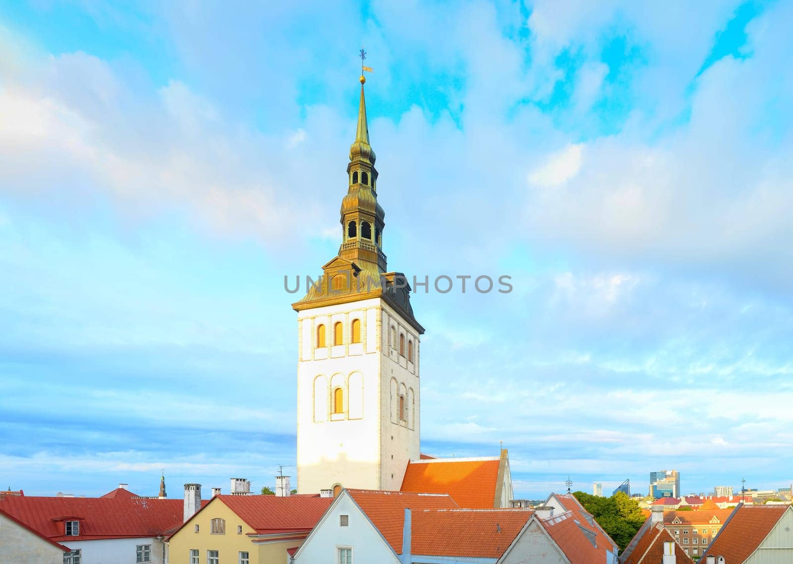 Saint Nicholas church at sunset. Tallinn, Estonia