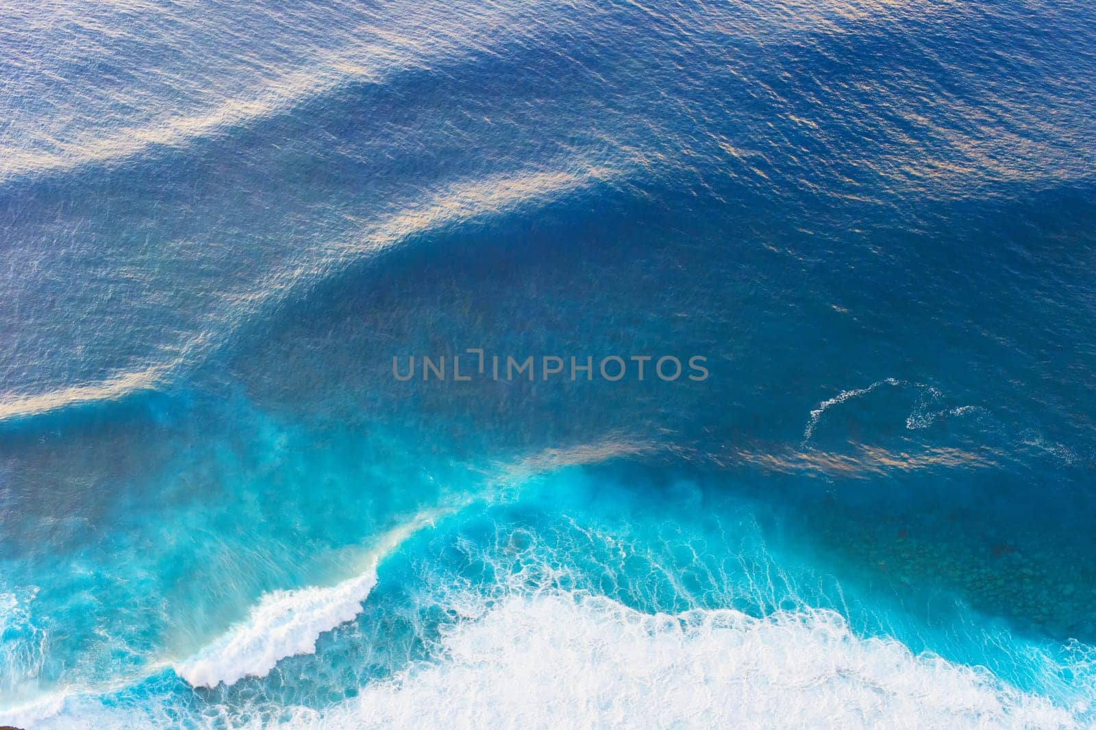 Aerial view of the Atlantic ocean, Madeira island, Portugal. background