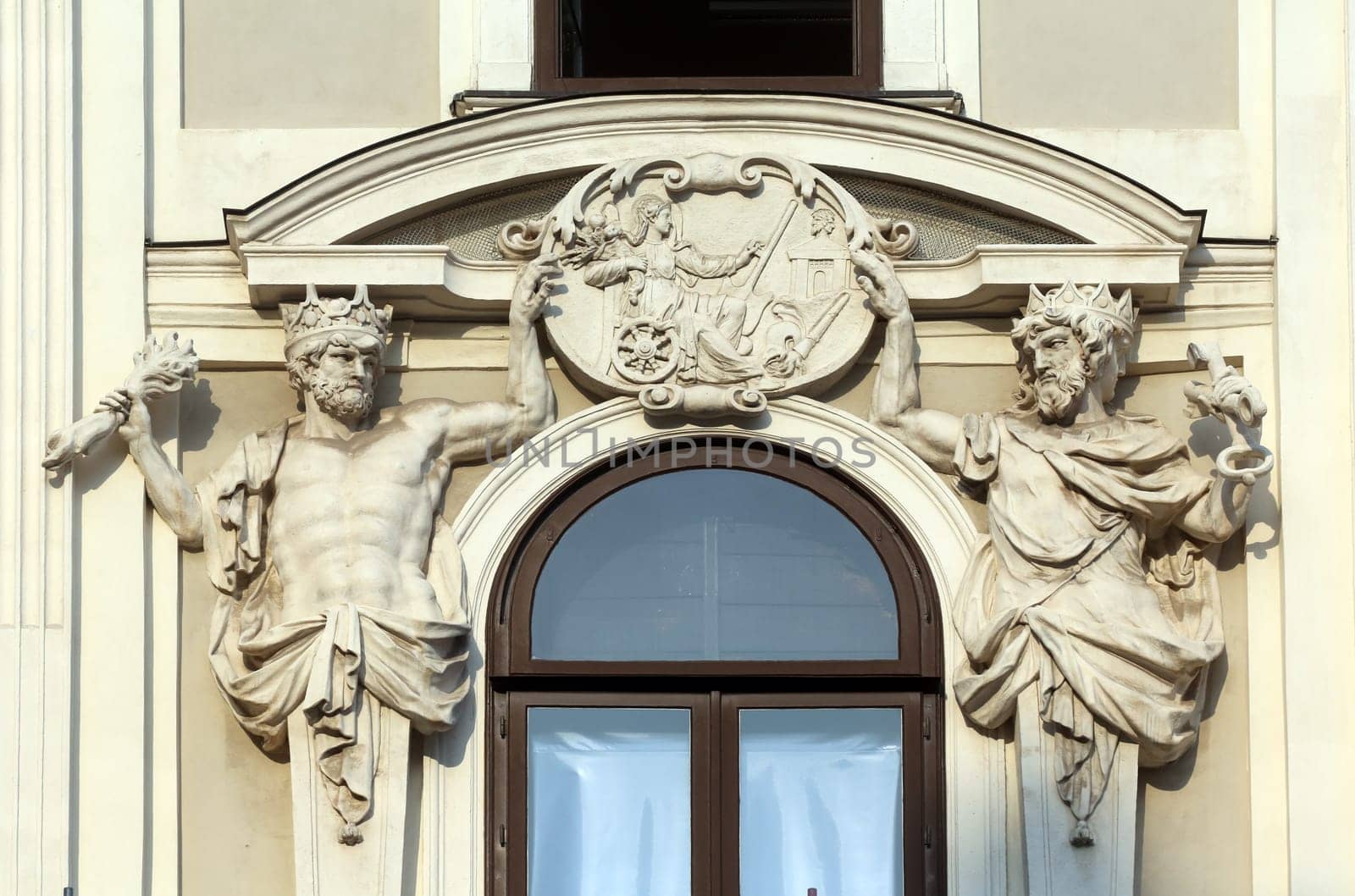 Architectural artistic decorations on Hofburg palace, Vienna, Austria