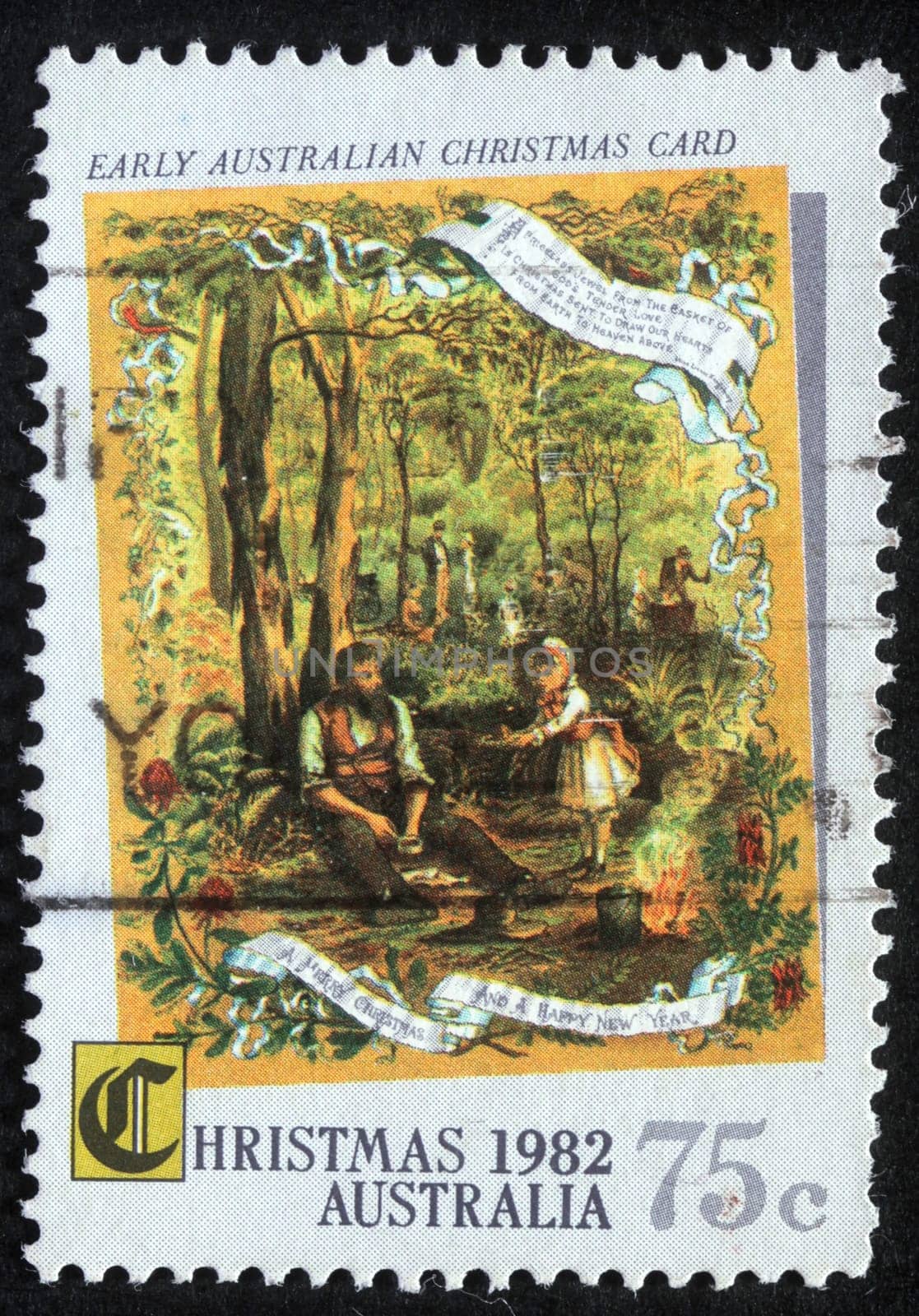 Christmas stamp printed in Australia, circa 1982