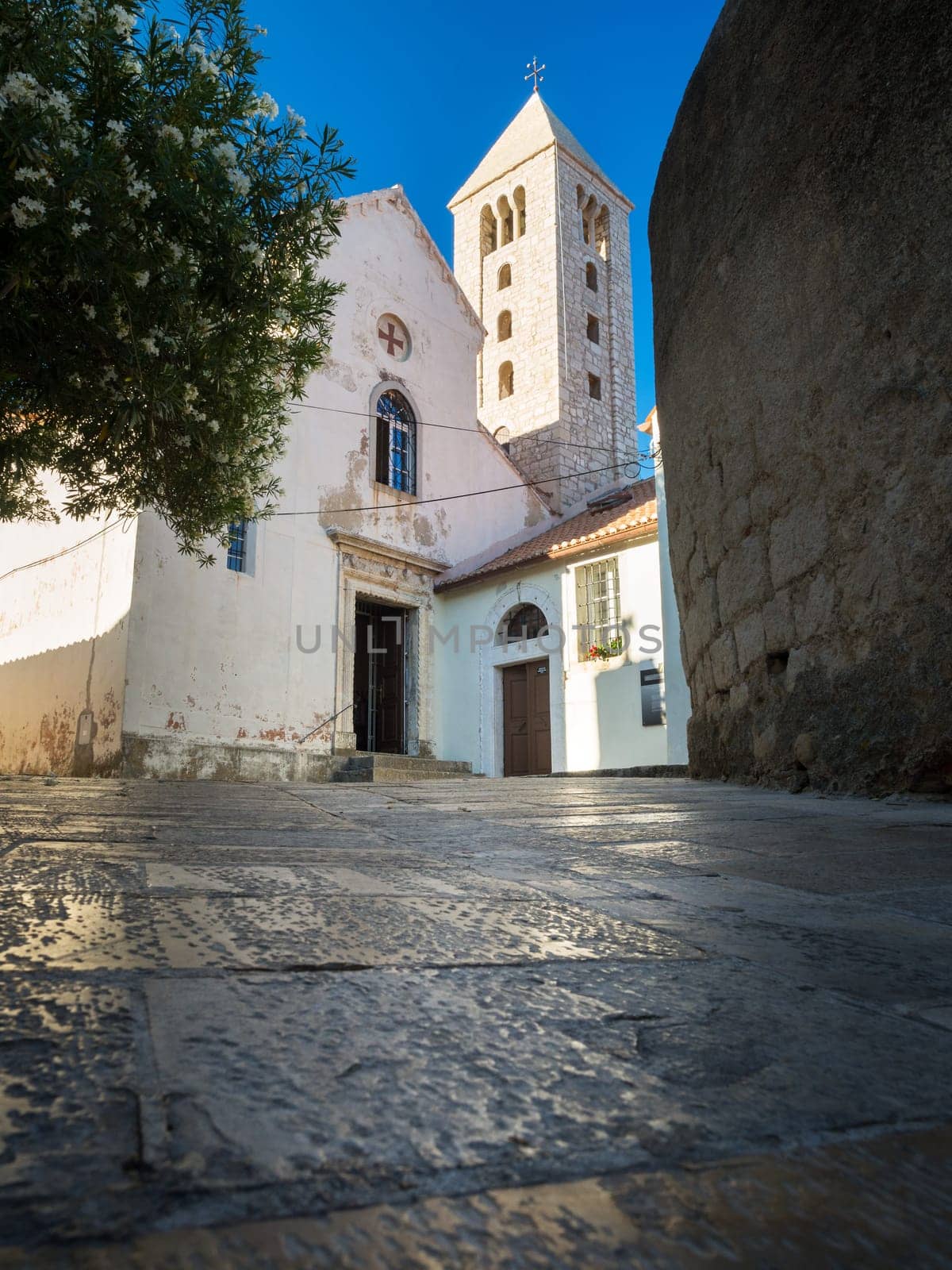 View of a church in the old town of rab in croatia