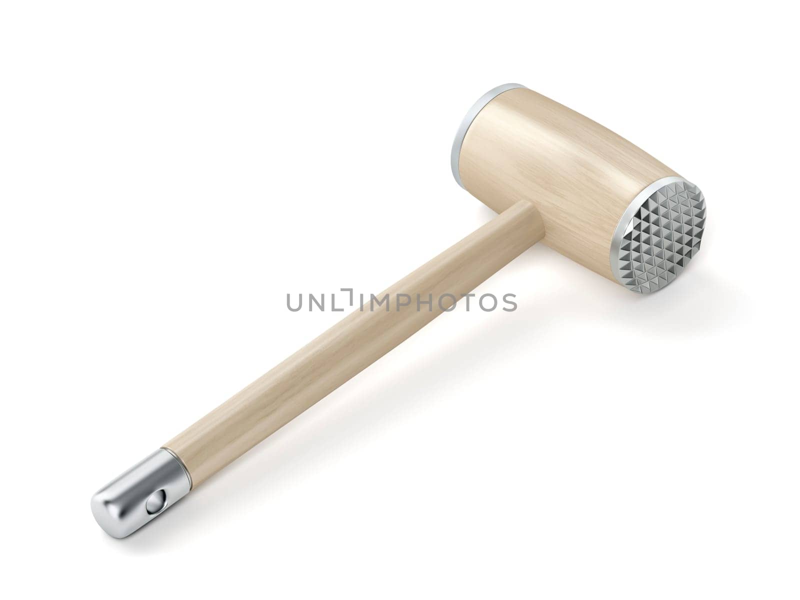 Wooden meat tenderizer on white background