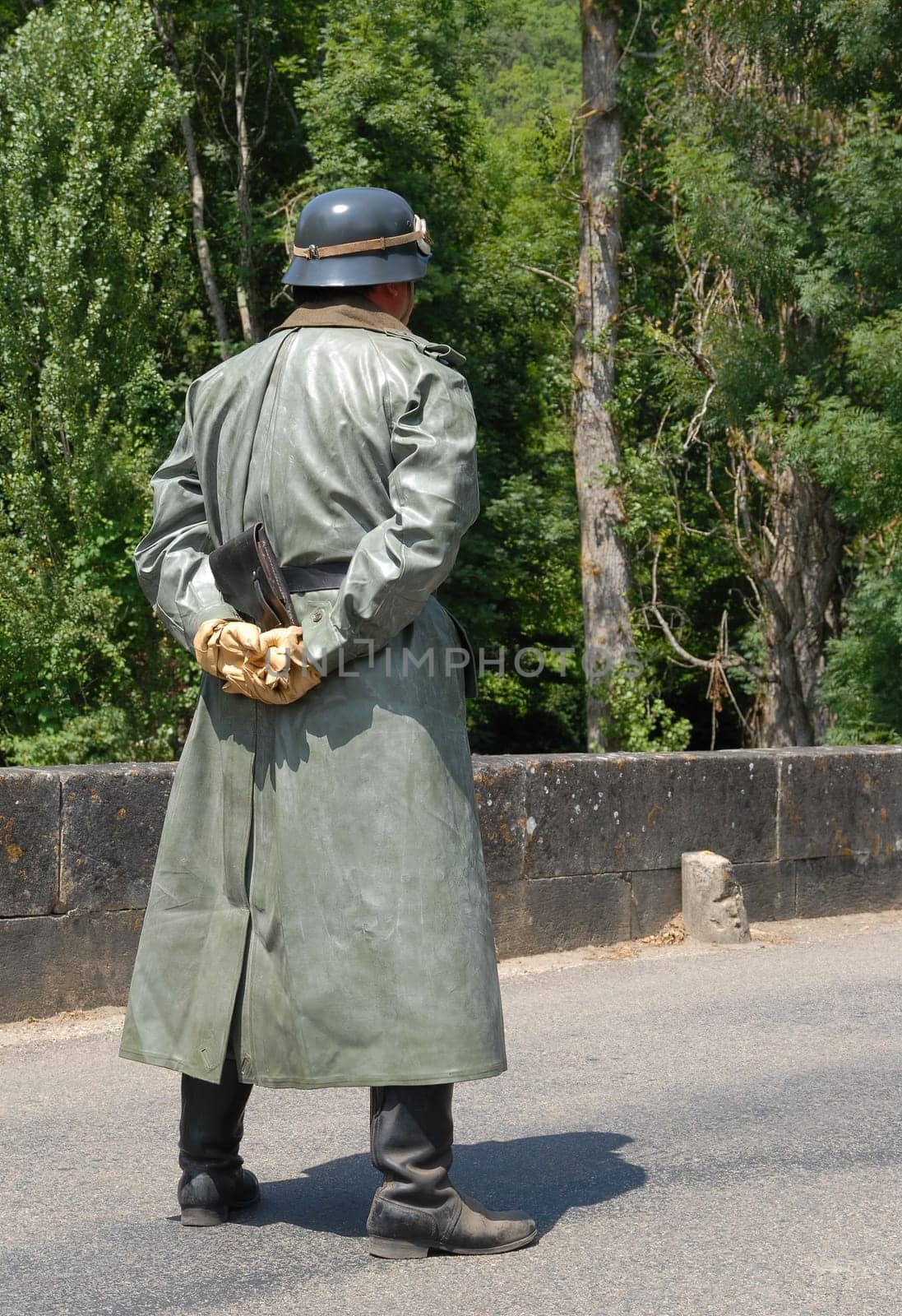 Unidentified reenactor dressed as German soldiers of world war two