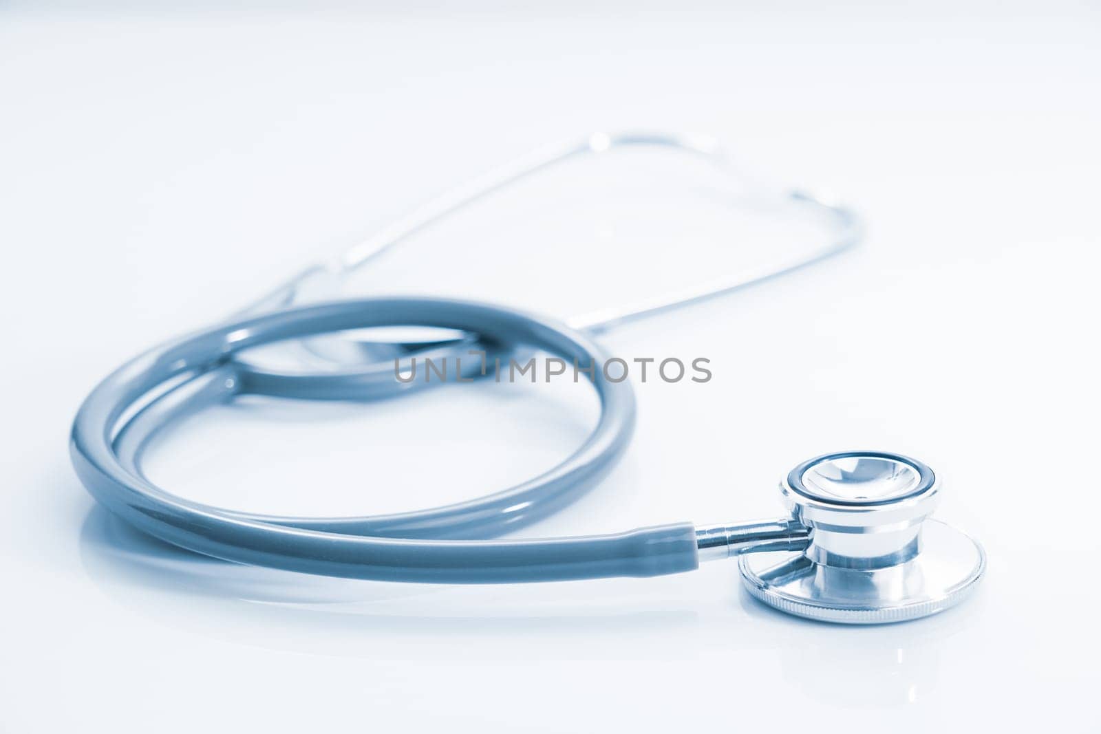Stethoscope for doctor checkup on health medical laboratory table as medical concept