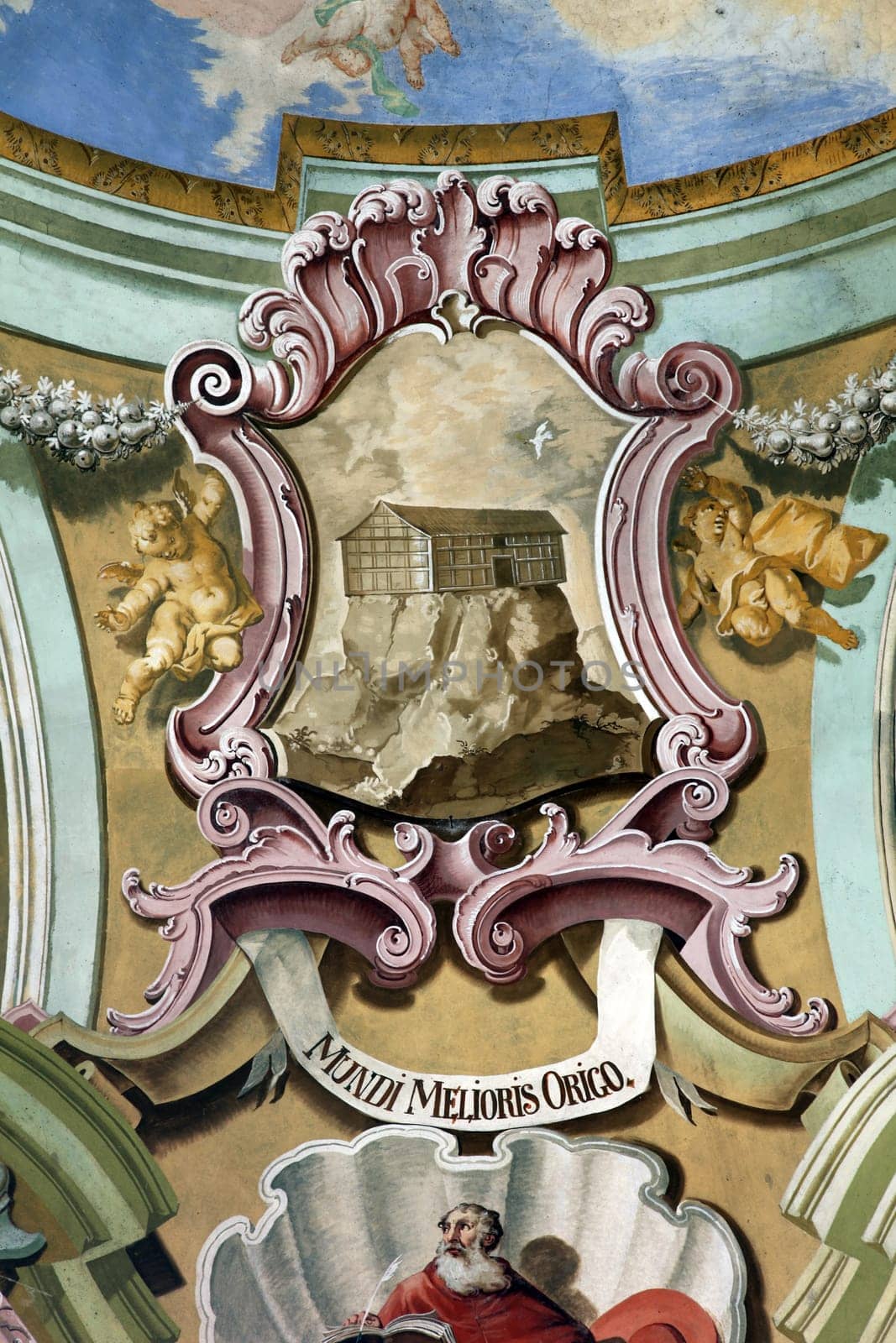 Fresco painting on the ceiling of the church