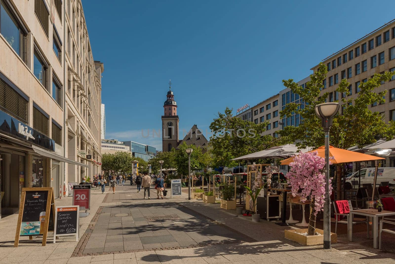 pedestrians on Kaiserstrasse in downtown Frankfurt am Main