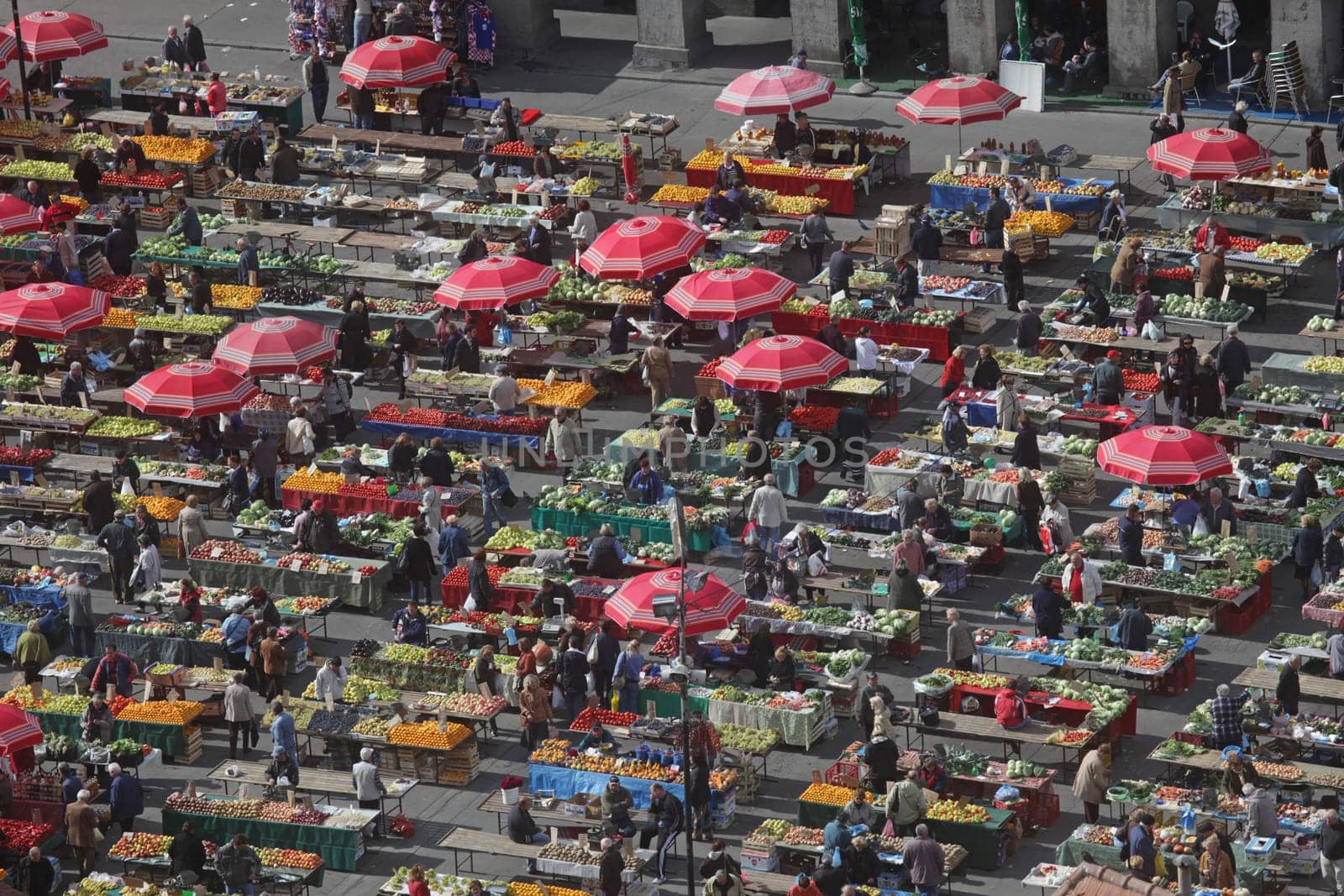 Traditional parasols on the Zagreb market, Croatia