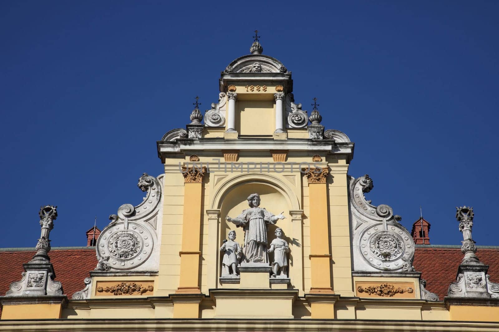 Architectural detail of the building of the Museum of Arts and Crafts in Zagreb, Croatia