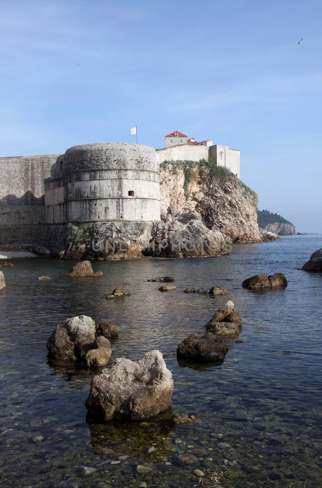 Dubrovnik old town city walls detail. Fortress