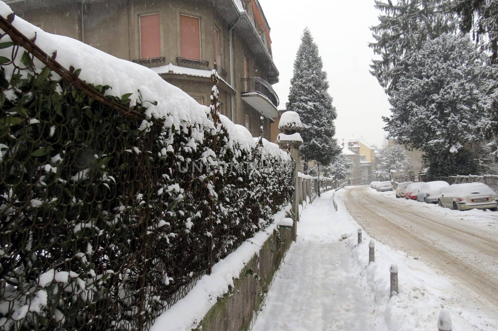 The streets covered in snow, Zagreb, Croatia