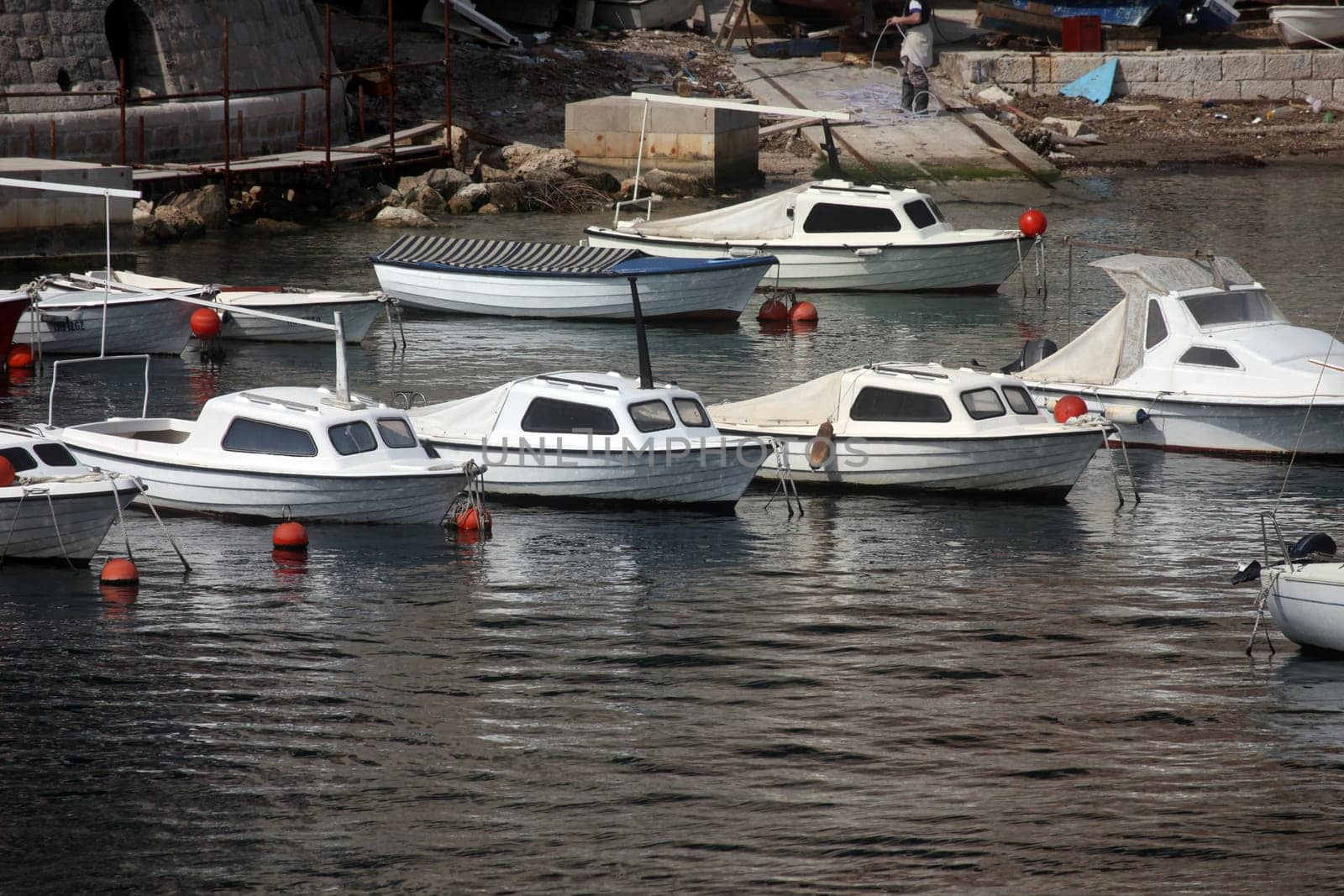 Boats in Dubrovnik harbor, Croatia