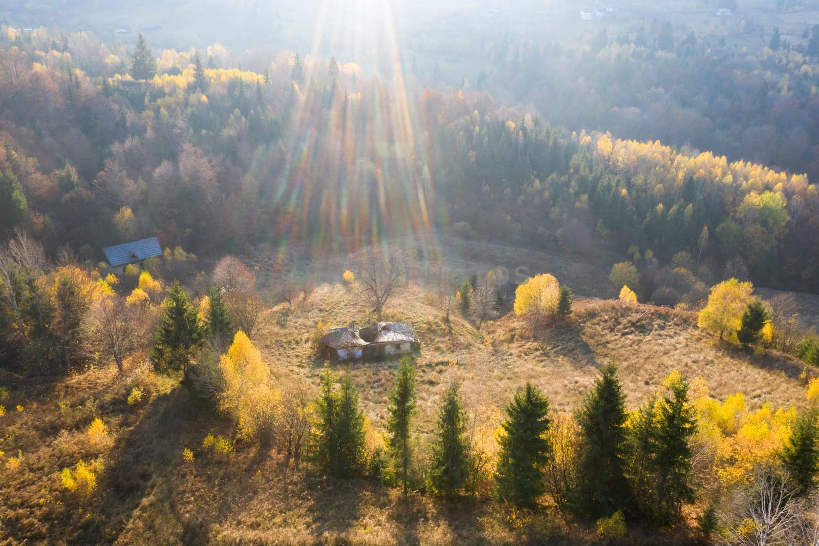 Colorful magic autumn mountain landscape.