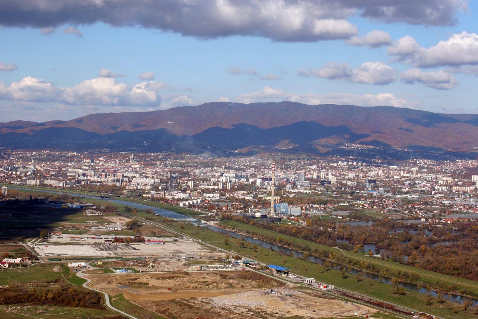 Aerial view of Zagreb, the capital of Croatia