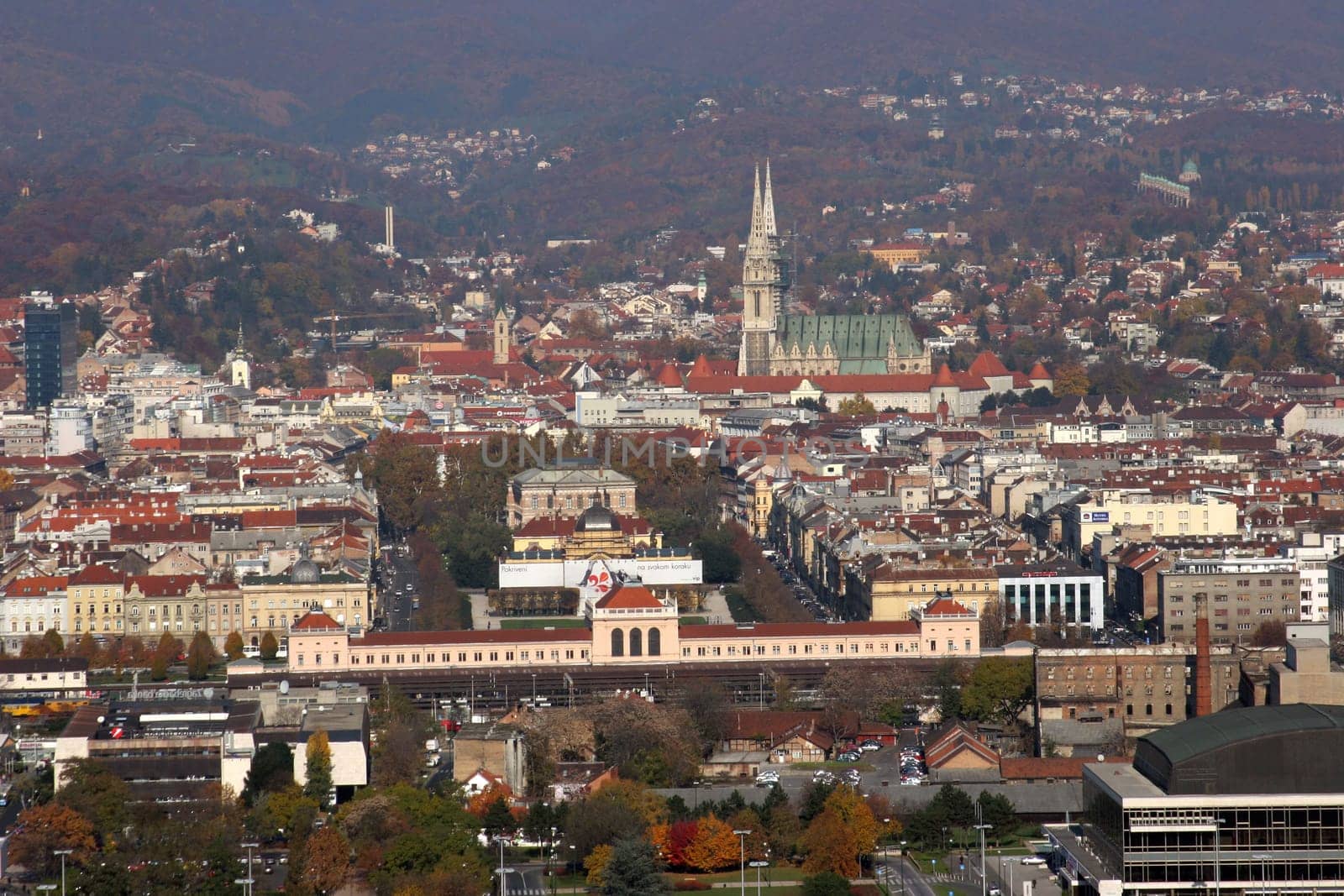 Aerial view of Zagreb, the capital of Croatia