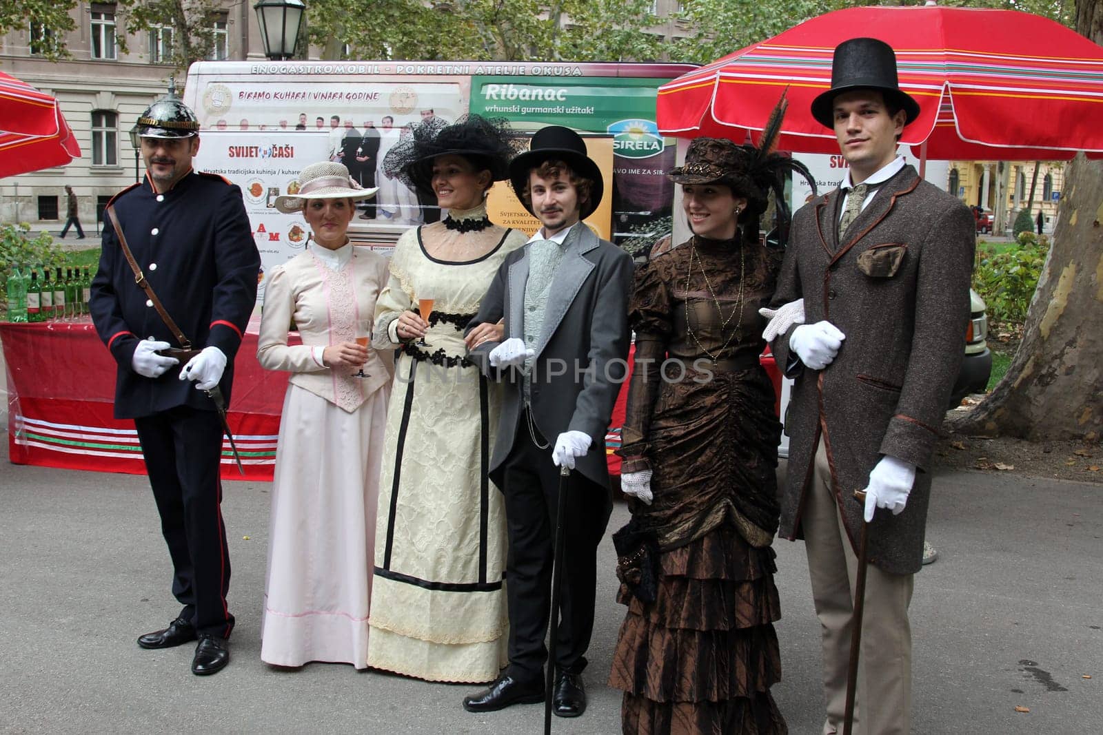 Event Zagreb Time Machine, there was a promenade of the old city costumes from the 19th century in Zagreb, Croatia