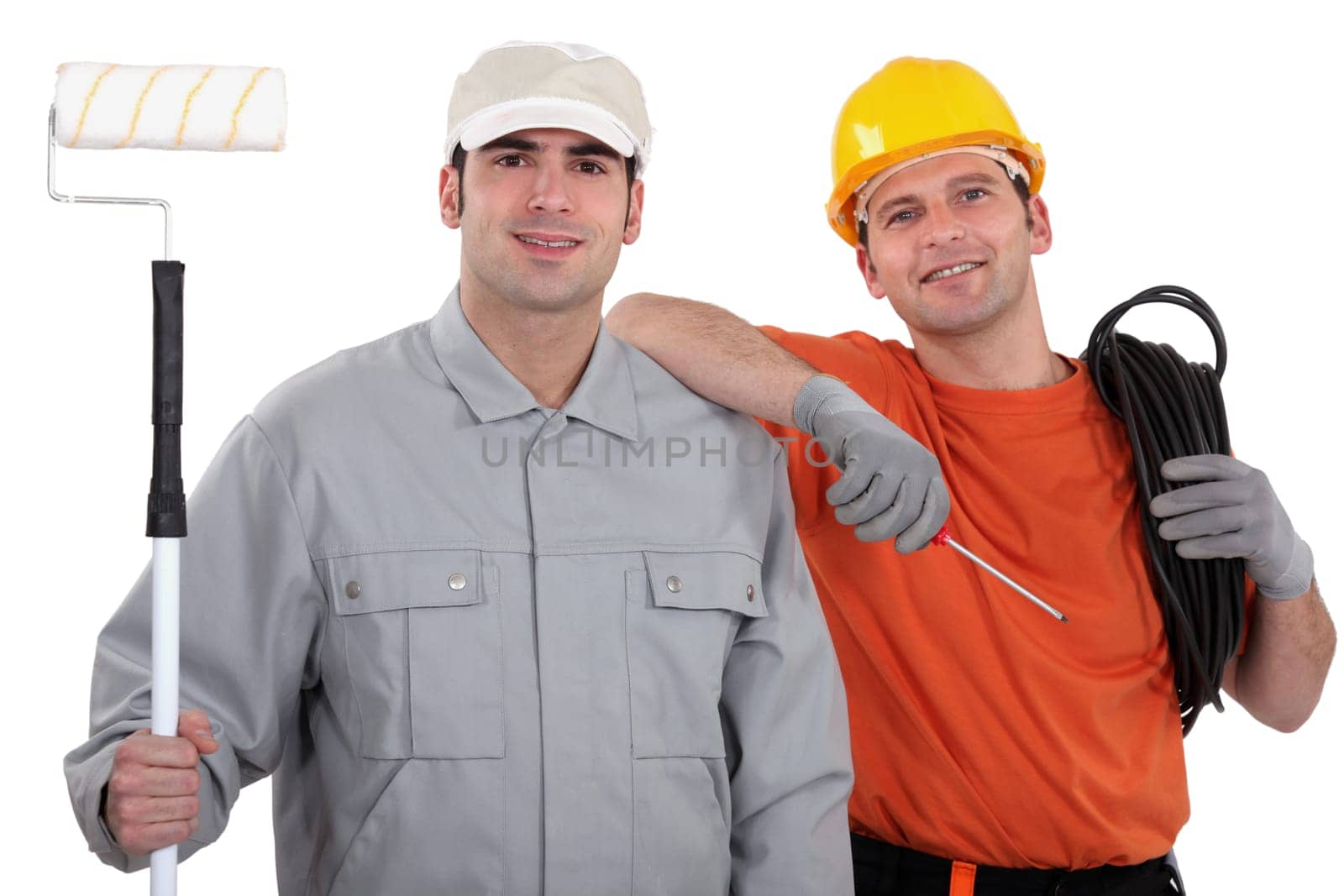 Tradesmen posing for the camera