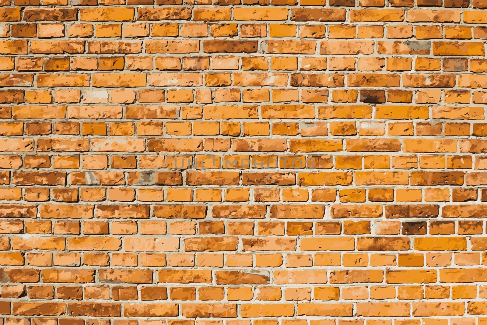 Aged Old Brick Wall Brown Color of Textured Grungy Background. Vector Illustration.
