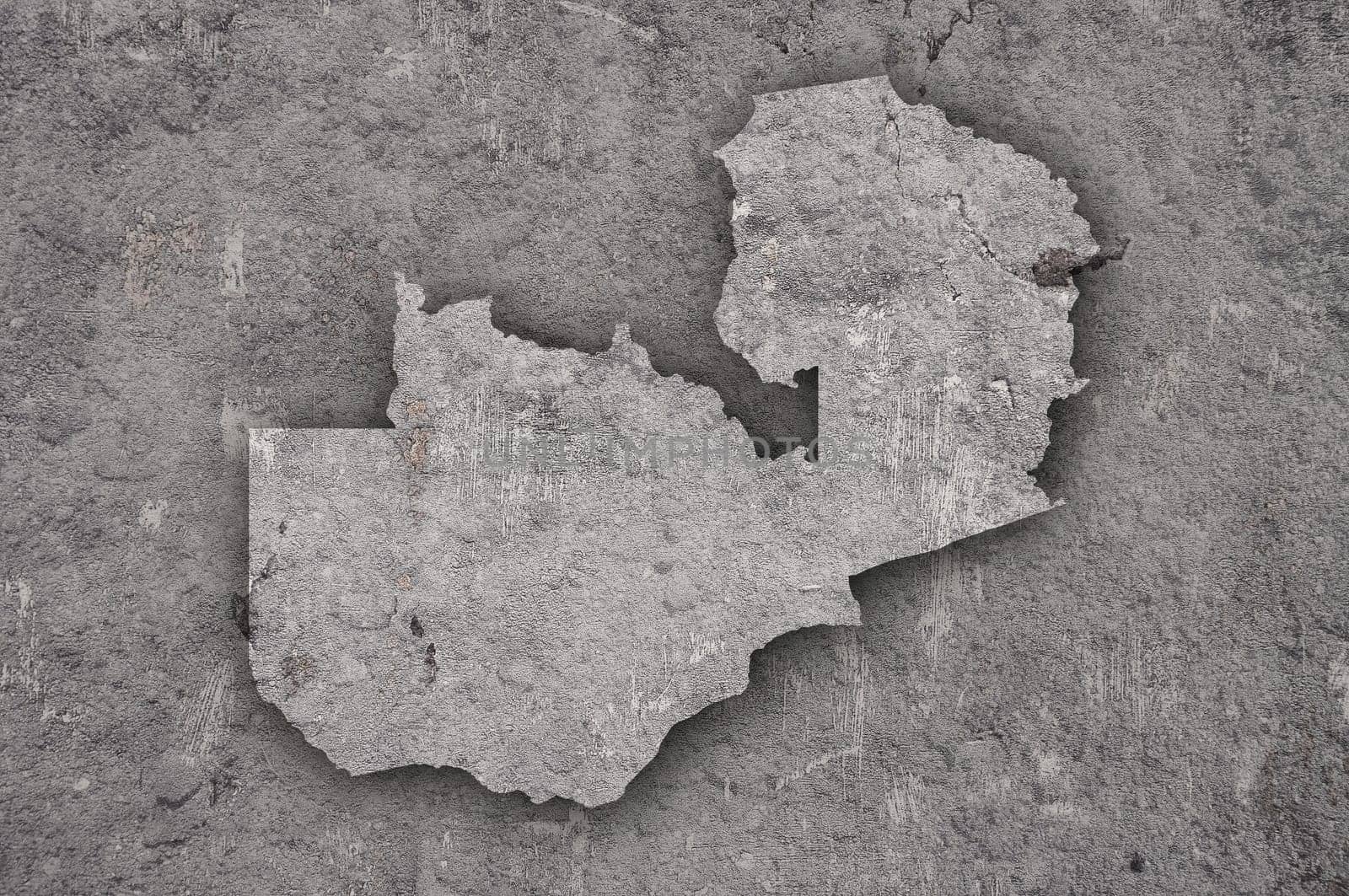 Map of Zambia on weathered concrete