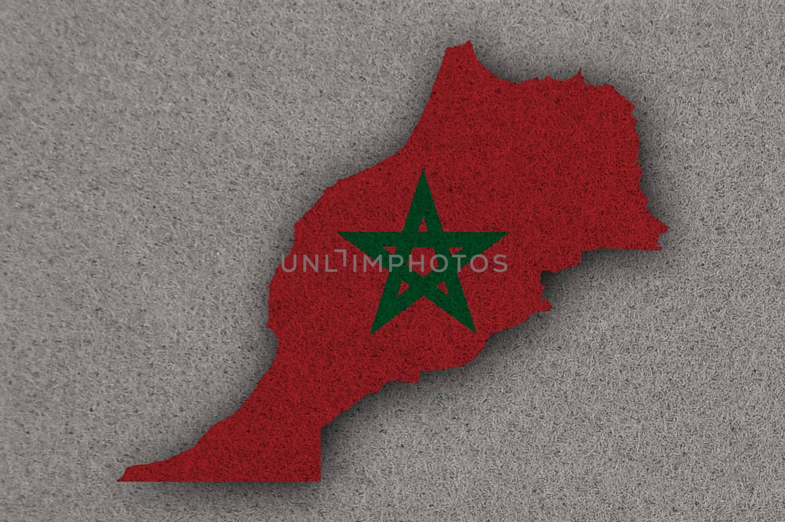 Map and flag of Morocco on felt